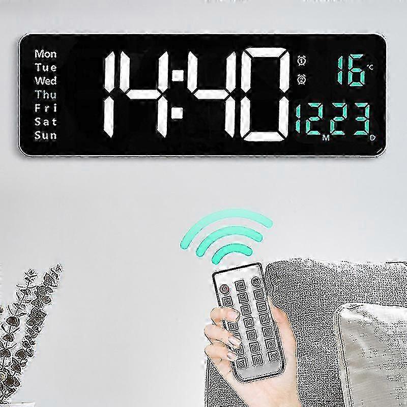 Large Digital Wall Clock Remote Control Temperature Date Week Display Power Off Memory Table Wall Clock Dual Alarm Led Clocks