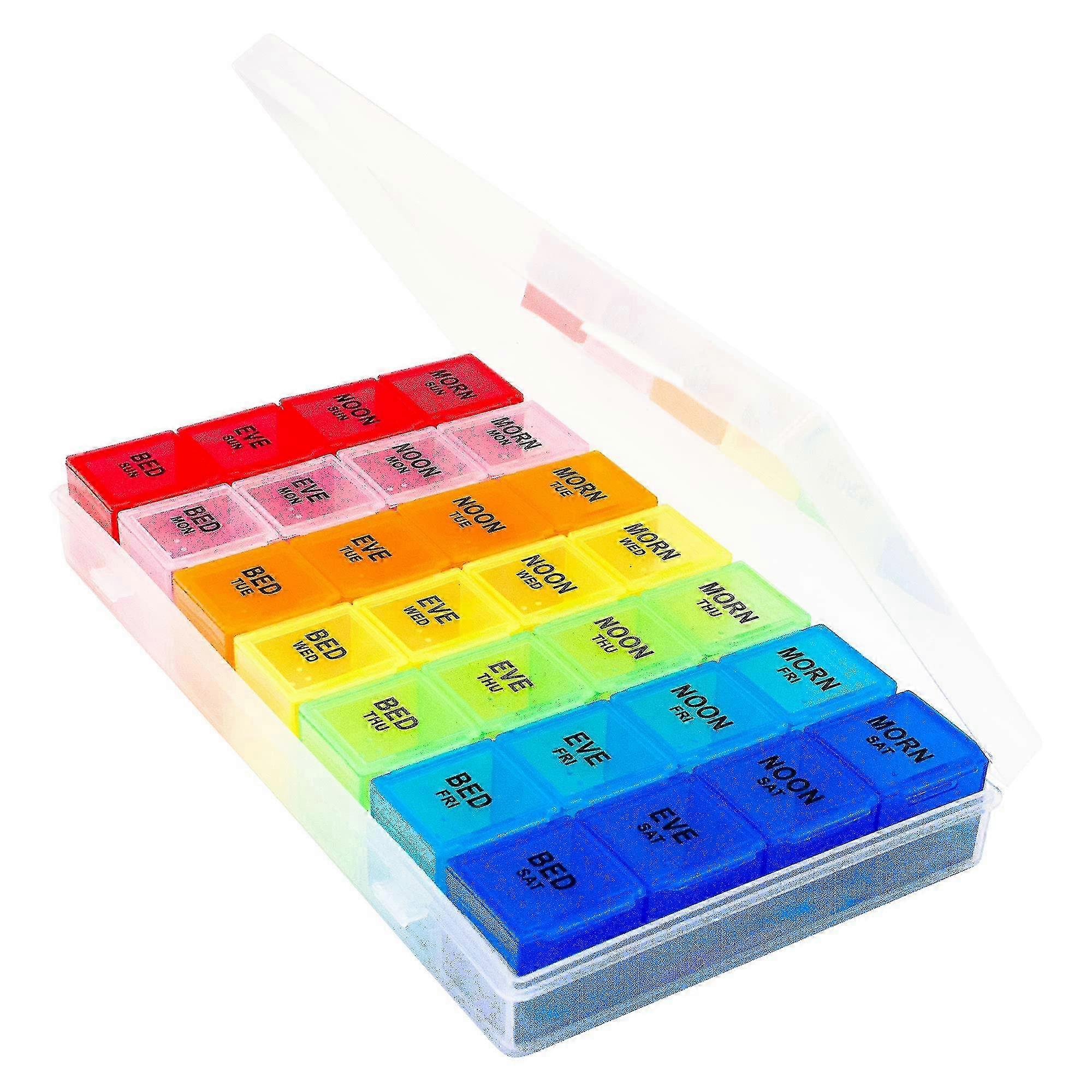 7-Day Large Pill Container with Am/pm & 4 Times a Day Removable Compartments