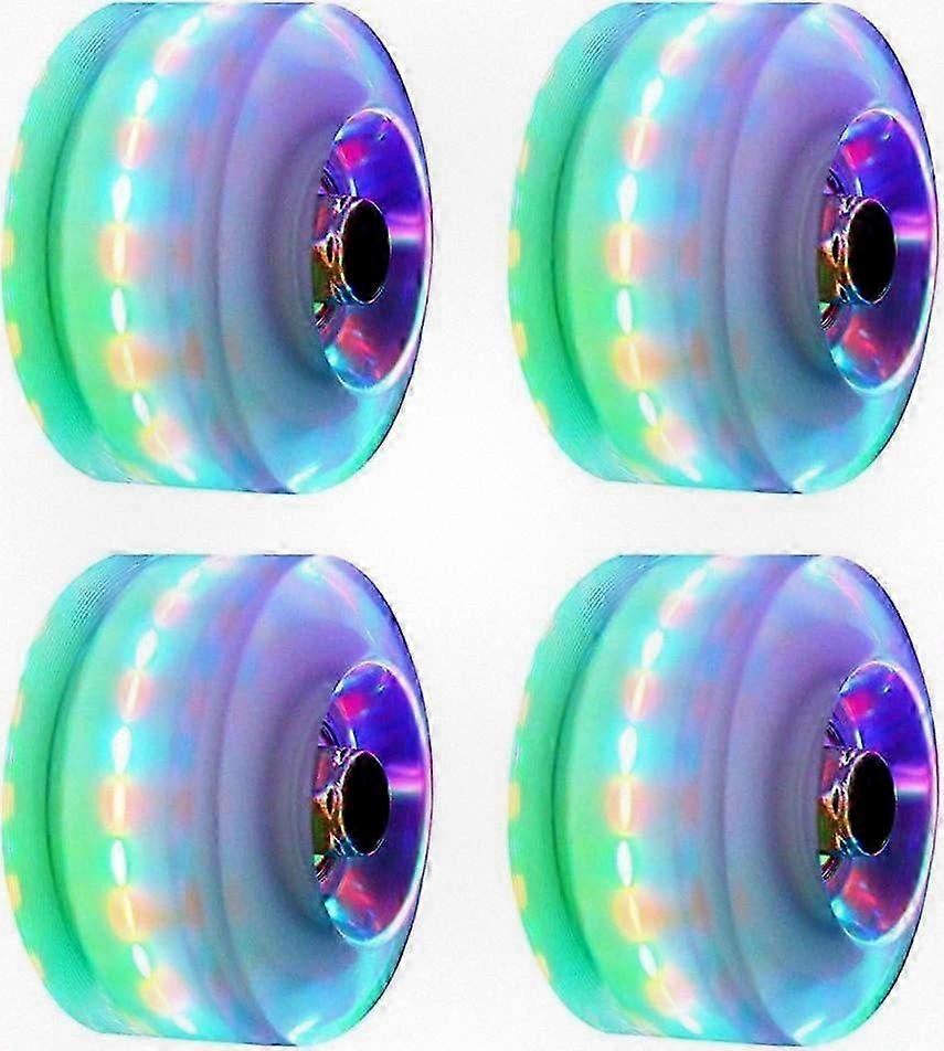 4 Illuminated Replacement Wheels for Dual Roller Skateboards, LED Skate Wheels, 82a Hardness Core