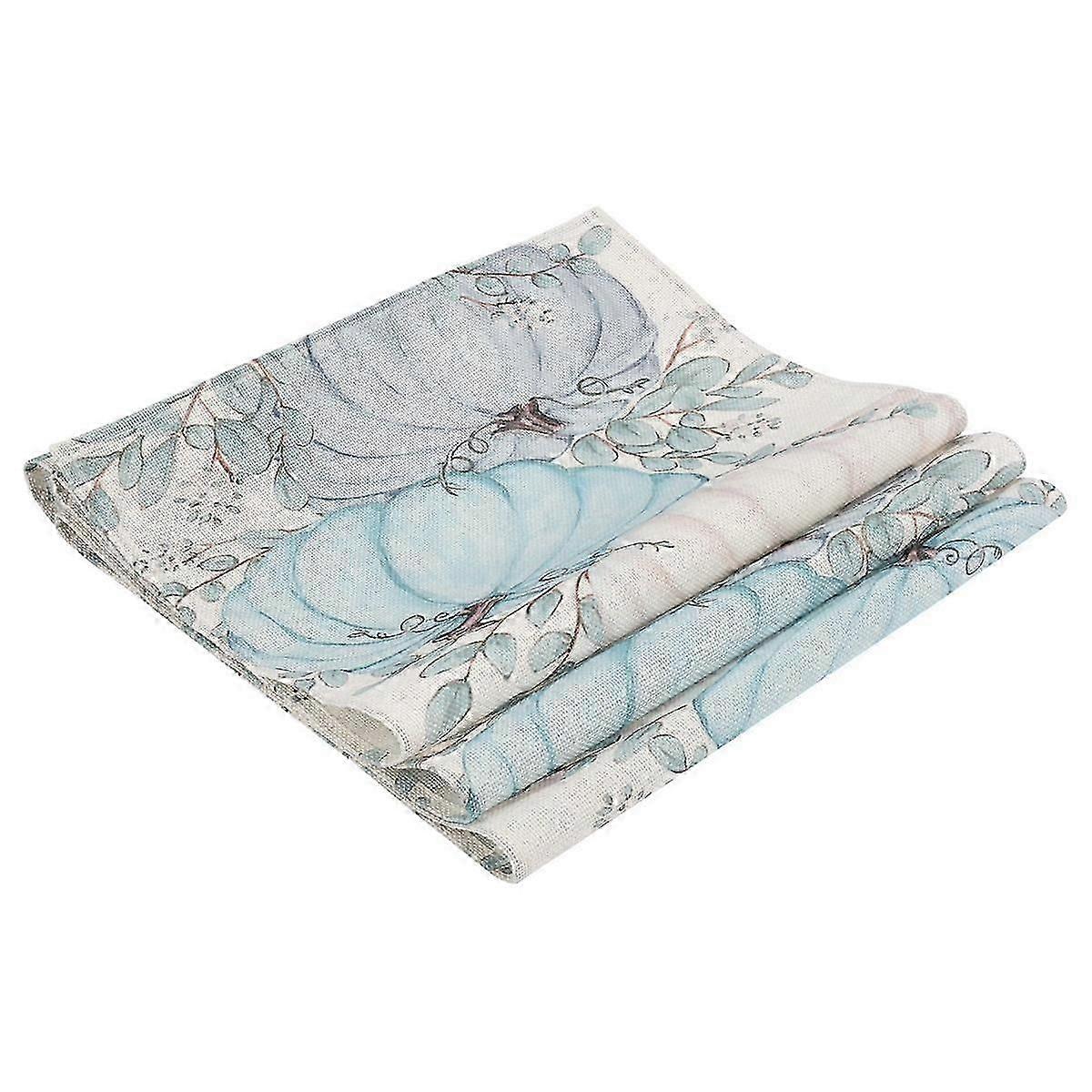 Fall Eucalyptus Leaves Pumpkins Table Runner, Autumn Thanksgiving Kitchen Dining Table Decoration f