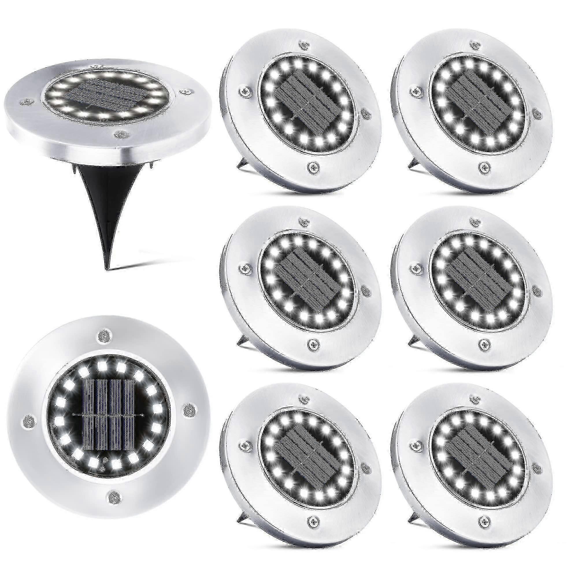 Waterproof LED Solar Garden Lights with 8 Spotlight Posts for Walkway Path Patio Yard and Underground Areas