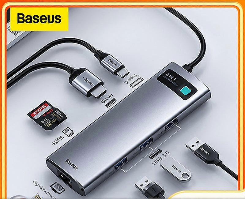 Baseus Usb C Hub Typ C auf HDMI-kompatibler Usb 3.0 Adapter 8 in 1 Typ C Hub Dock für Macbook Pro Air Usb C Splitter