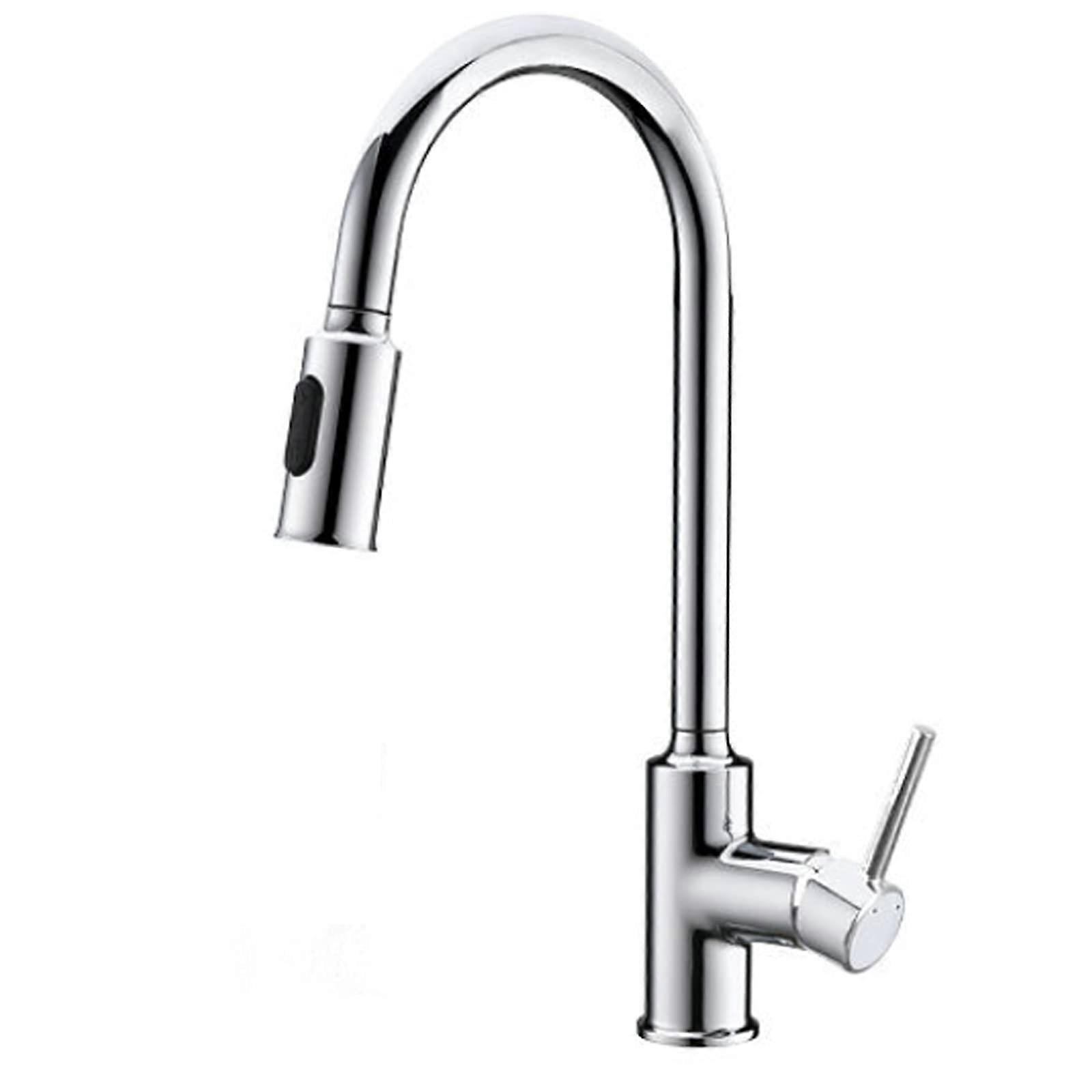 Pull Out Kitchen Faucet, 360°Rotation Kitchen Sink Faucet with Pull Down Sprayer, Brass Single-Handle Mixer Tap