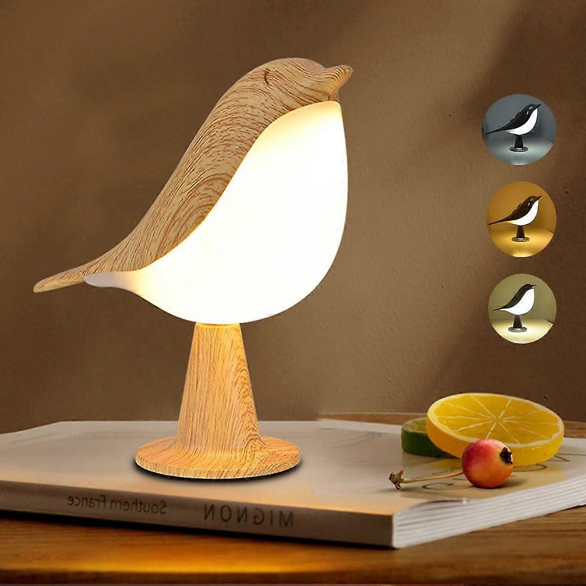 Small Cordless Bedside Lamp, Bird Lamp Touch Sensor, LED Table Lamp with Touch Dimmer, 3 Level Brightness