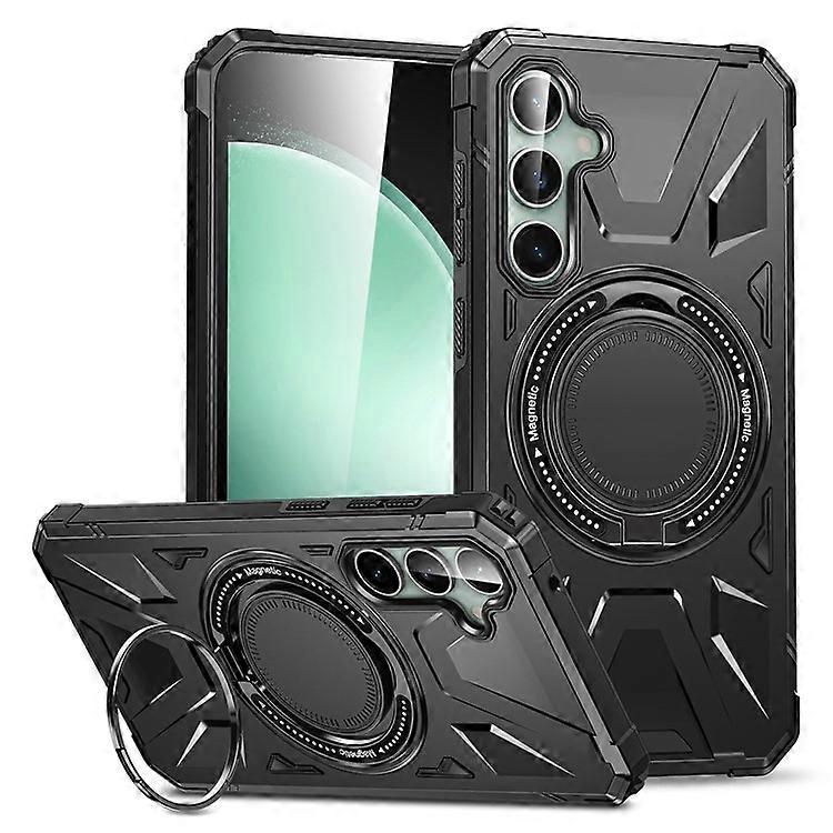 Compatible For Samsung Galaxy S23 FE Case TPU+PC Rotating Kickstand Phone Cover Built-in Magnetic Holder Metal Sheet