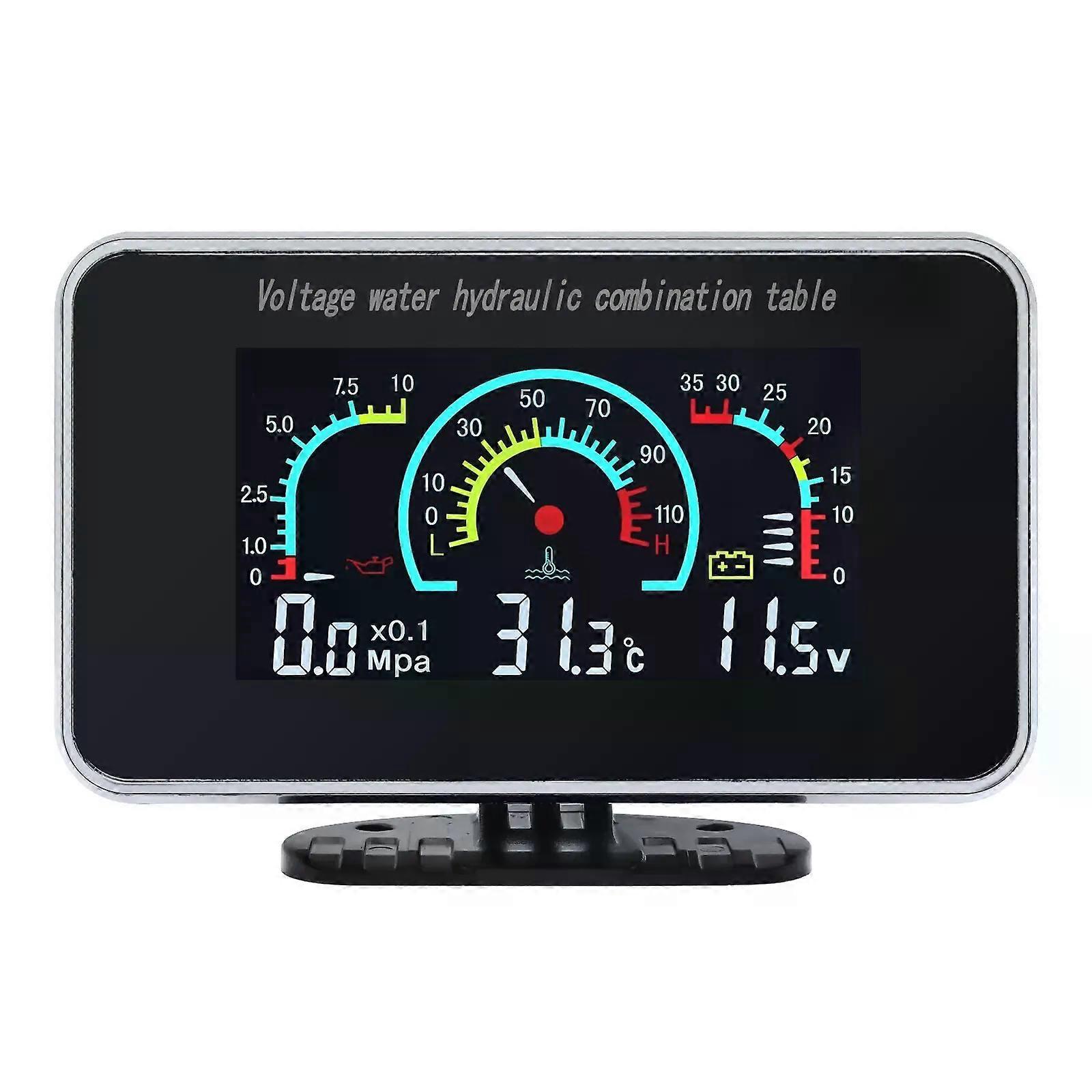 AD 3in1 Digital Meter DC 12V/24V Vehicle LCD Water Temperature Meter Thermometer Voltmeter Oil Pressure Gauge 10mm Sensor BG002