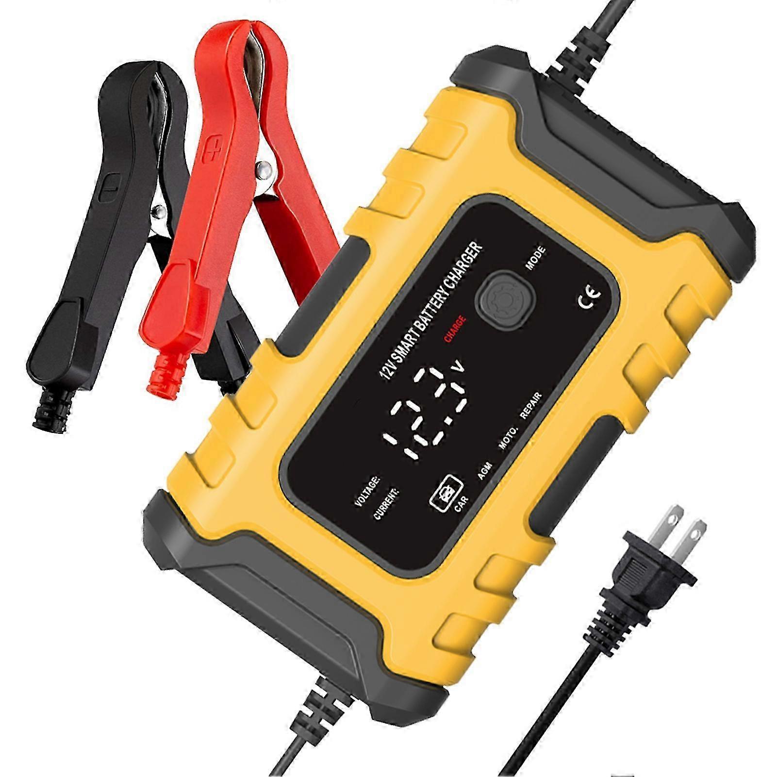 Portable 12V6A Full-Automatic Smart Battery Charger for Motorcycles with Desulfation and Trickle Charging Capabilities