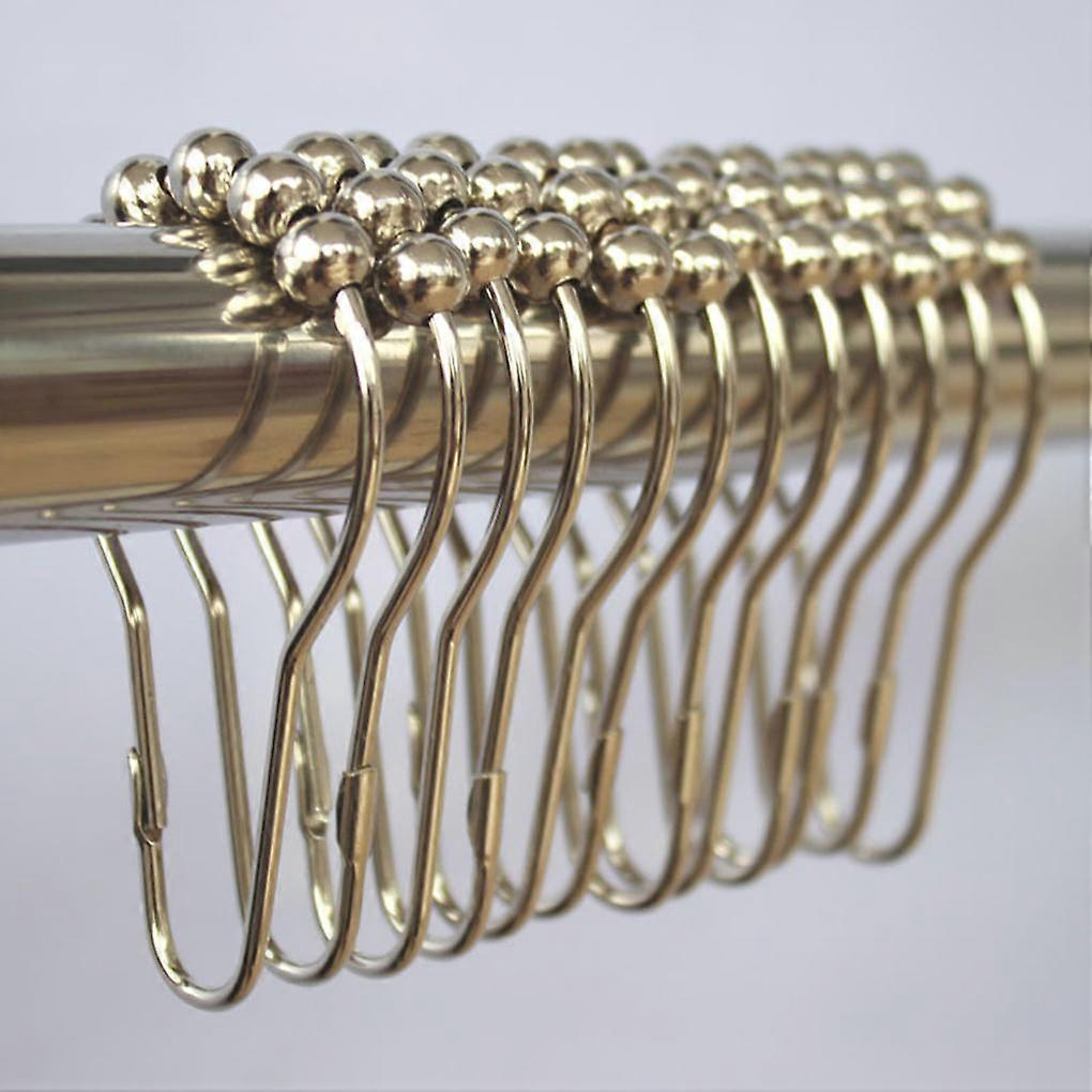 12pcs Curtain Hooks Bath Curtain Rollerball Shower Curtain Rings Hooks Rustproof Shower Curtain Hooks Bathroom Accessories