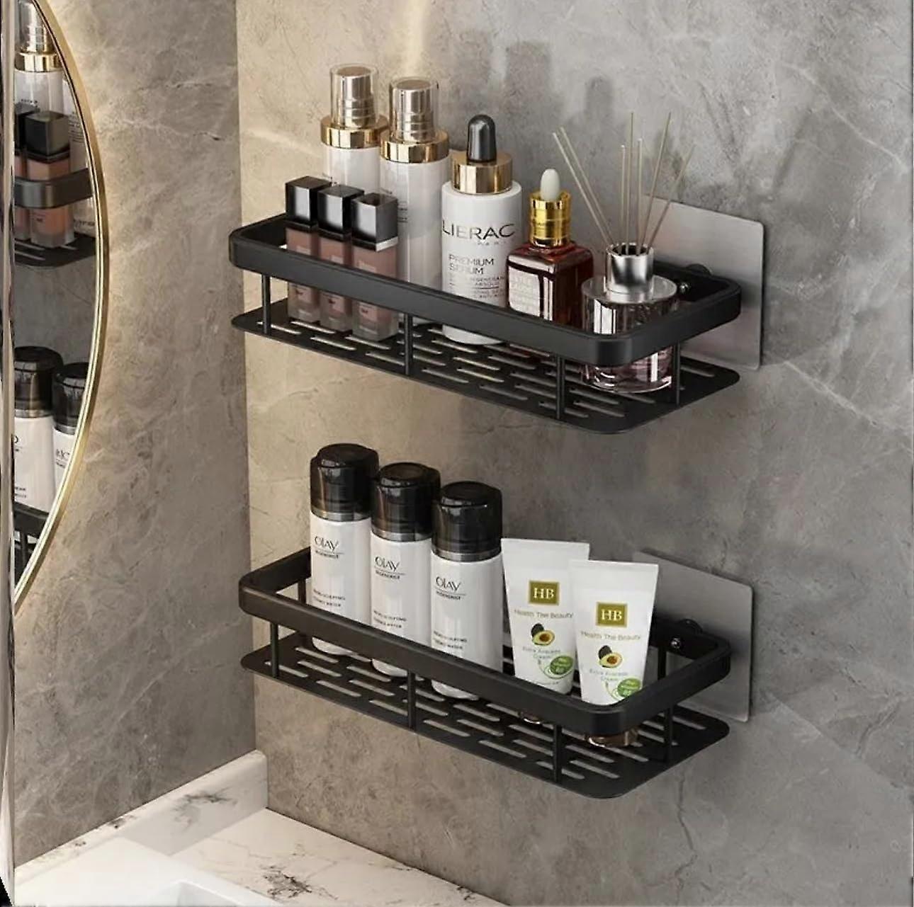 Caddy shelf organizer shelf, self -adhesive black bath shelves basket, internal organization and storage