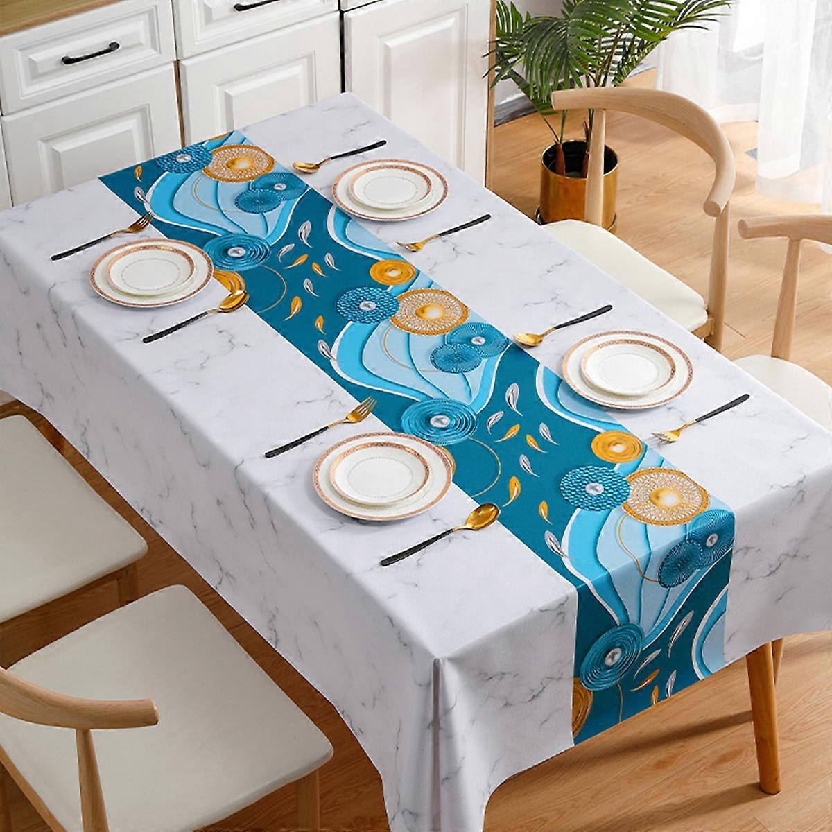 Rectangular printed geometric design washable kitchen table top Fashion tablecloth
