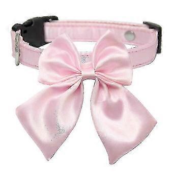 Adjustable Durable Dog Collar with Bow for Dogs,Pink Plastic Buckle-S