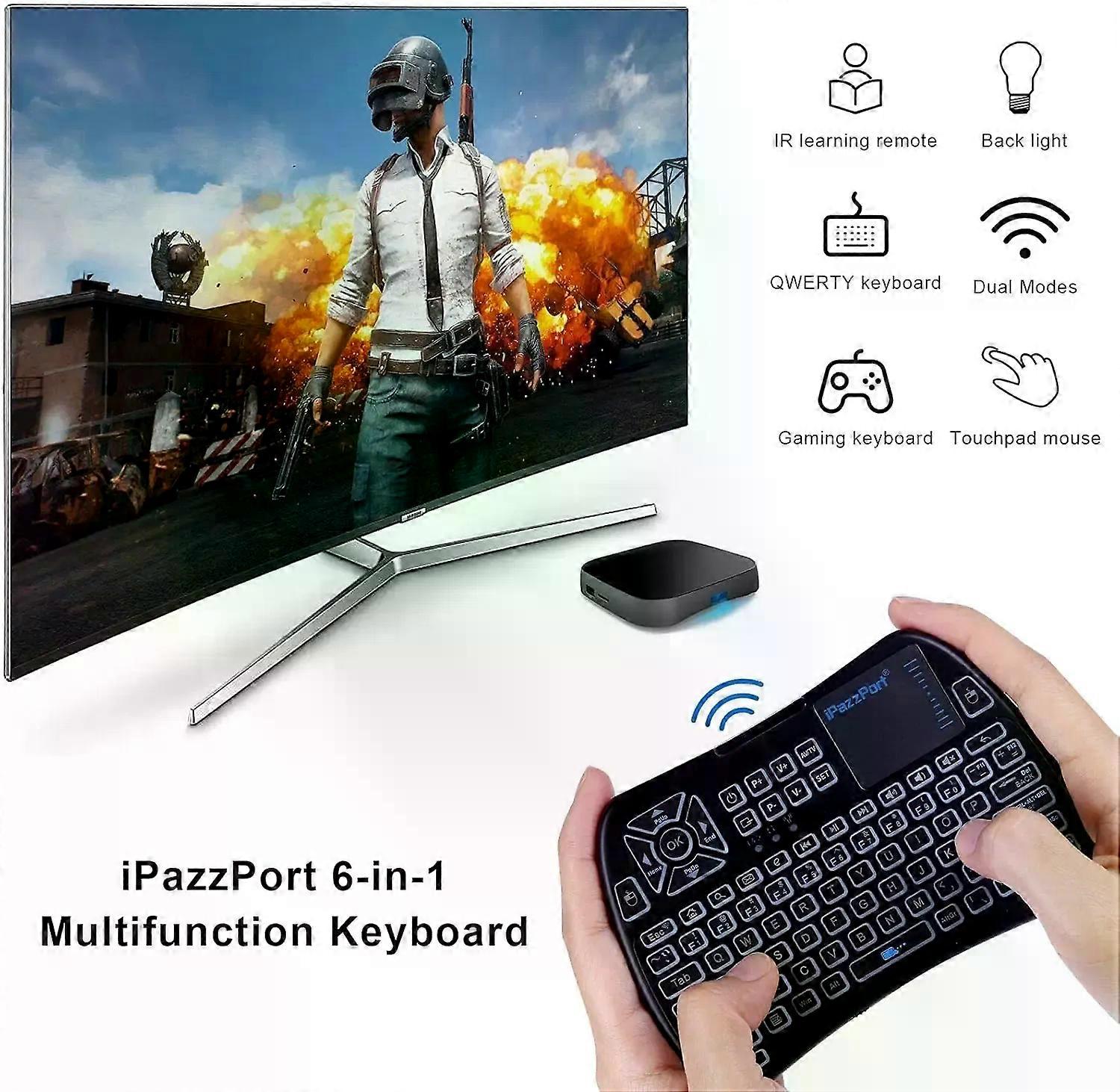 con Mini Keyboard (IR Learning) Touchpad Mouse, Bluetooth &2.4Gfor Tablets, Smart TV,Fire Stick, Android TV Box KP-61SM