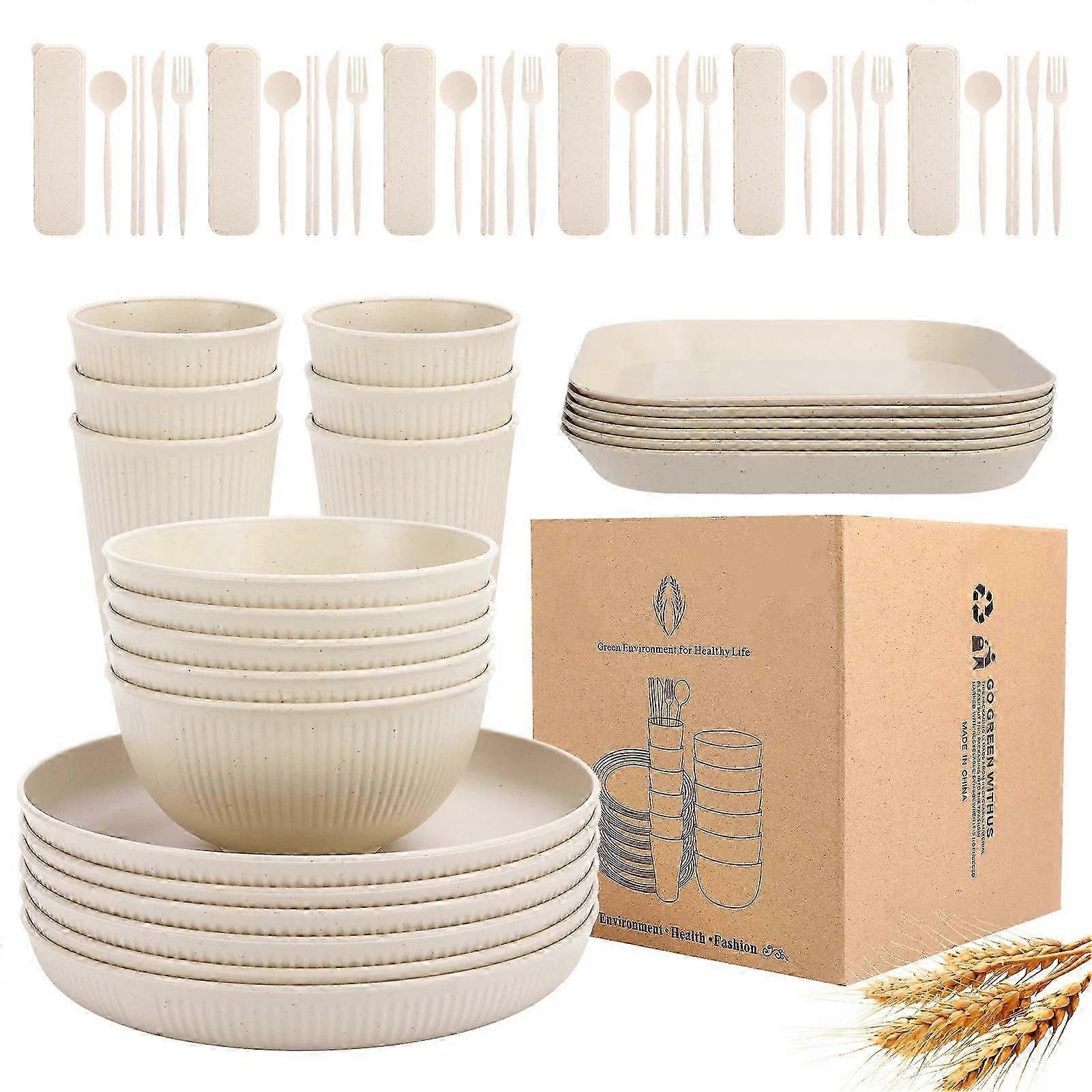 Unbreakable Kitchen Dinnerware Set Comprising 54 Pieces