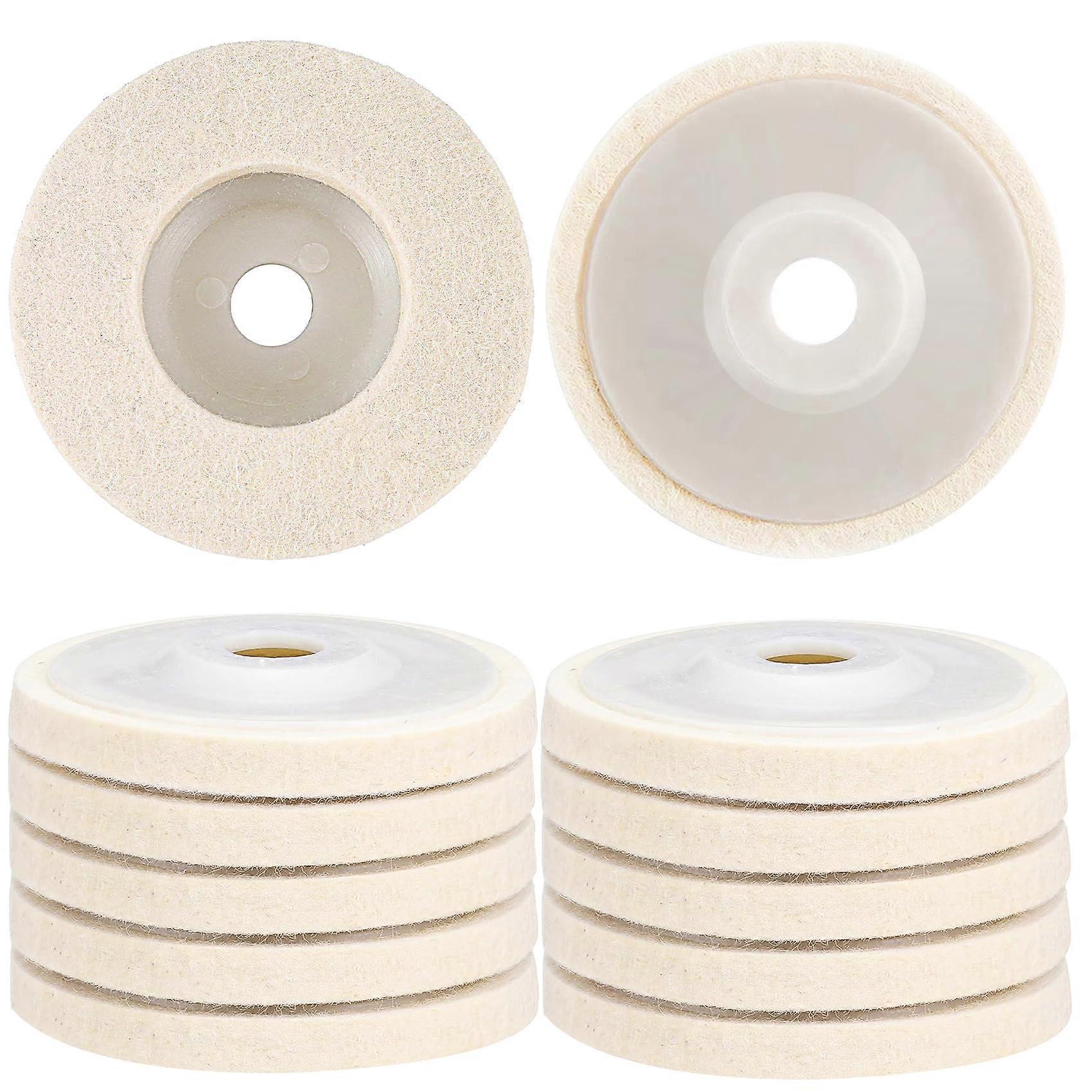 12 Pack 4 Inch Wool Polishing Wheel Discs for Angle Grinder, High Density Felt Buffing Pads for Metal and Wood Finishing