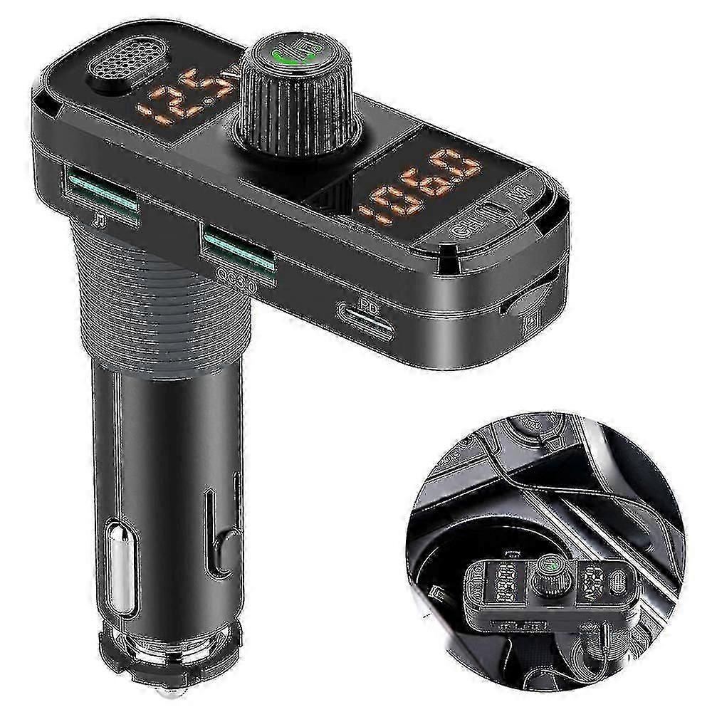 Bluetooth Fm Transmitter For Car,bluetooth 5.0 Car Adapter Wireless Radio Car Receiver Adapter Kit, Hands-free Calling, Mp3 Music Player Car Charger W