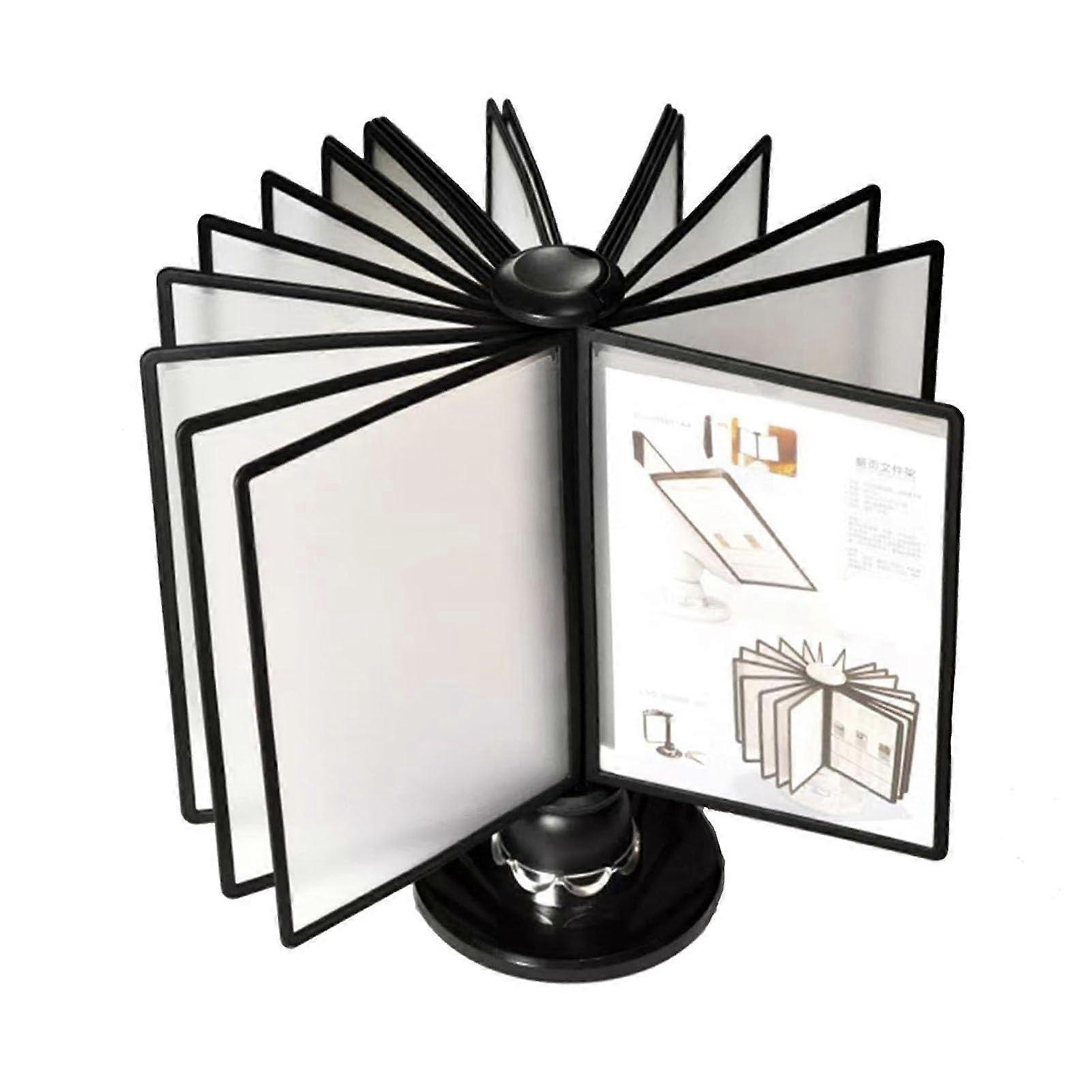 Rotating Desktop Reference System, Deluxe Catalog Display Rack, 20 DoubleSided Panels, 40 Sheet Capacity, A4 LetterSize, Office/Home Display Black