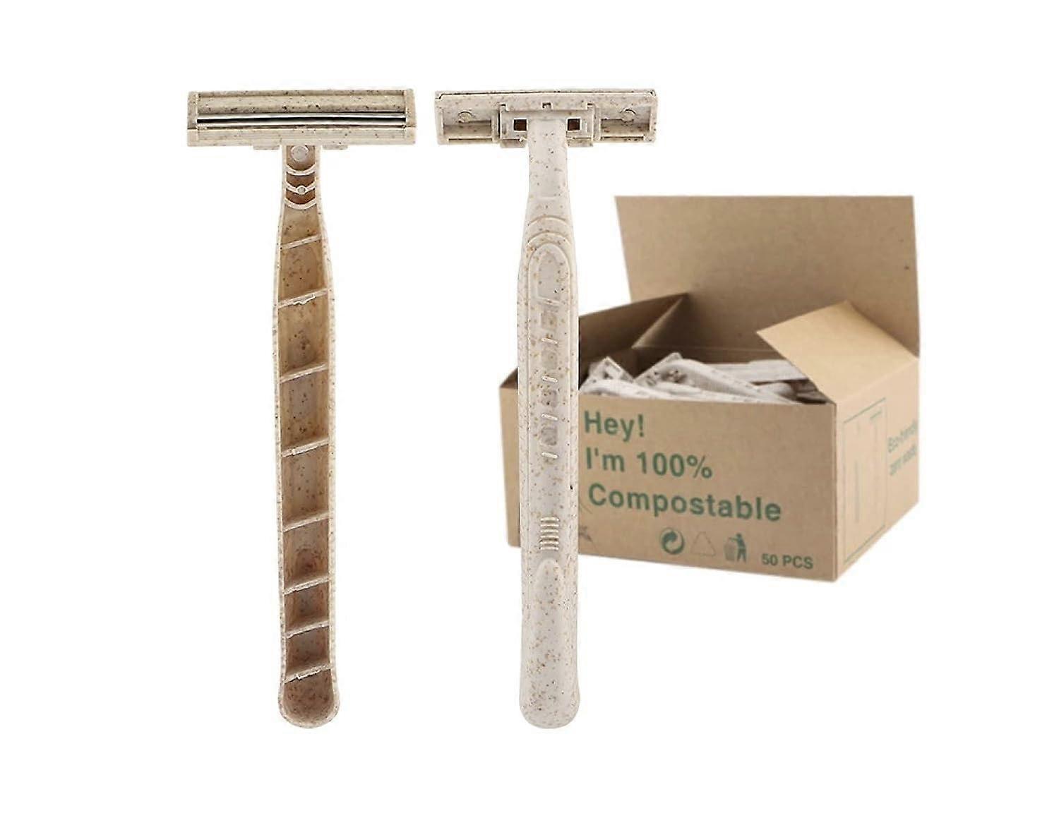 Eco-Friendly Razor Disposable Twin Blade Recycled Material Biodegradable Wheat Straw Men And Women Razor 100-Count Pack