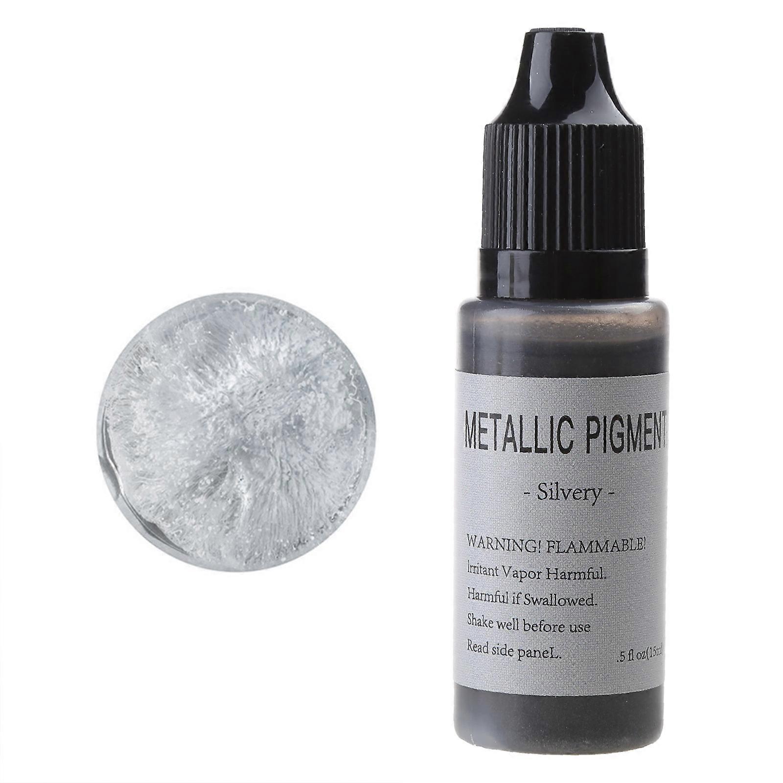 Concentrated Shimmer Alcohol Paint Color Dye for Resin Dish Making 6 Metal Color Alcohol-Based Inks for Epoxy Resin Art Silver