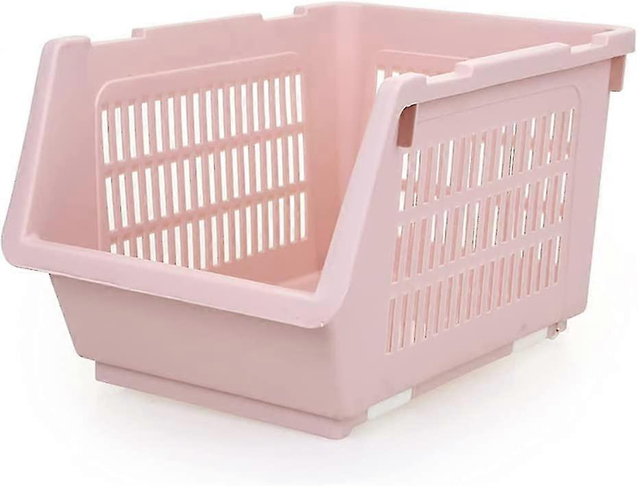 Plastic Square Storage Basket for Fruits and Vegetables, Hollow Drain Design for Toiletries and Food, Available in Pink Color