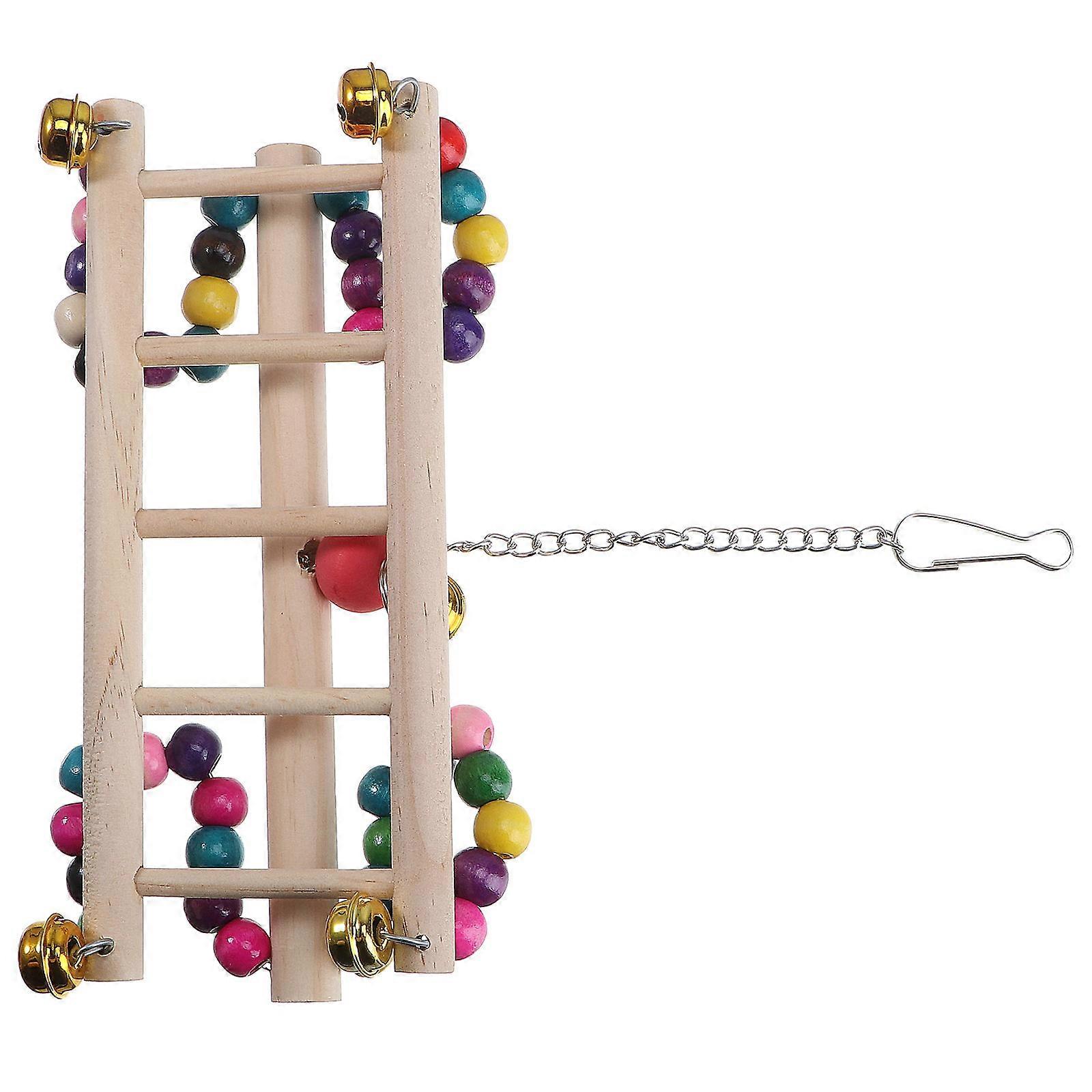 Colorful Parrot Hanging Swing with Wooden Beads – Fun Bird Playset for Cockatiels and Parakeets, Safe and Entertaining Chewing and Adventure Toy
