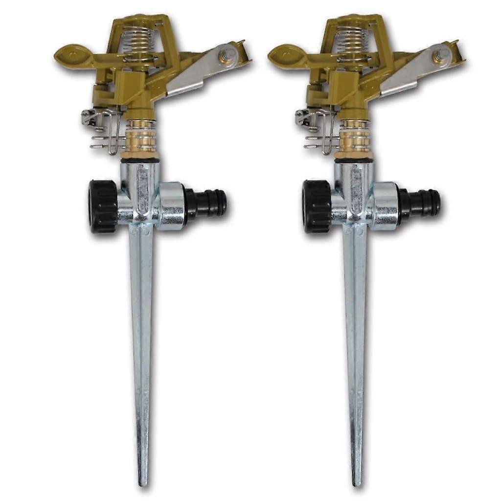 Impulse Sprinkler for Garden Irrigation, Zinc Metal Spike, 2-Pack, Adjustable Spray Pattern, Durable Construction