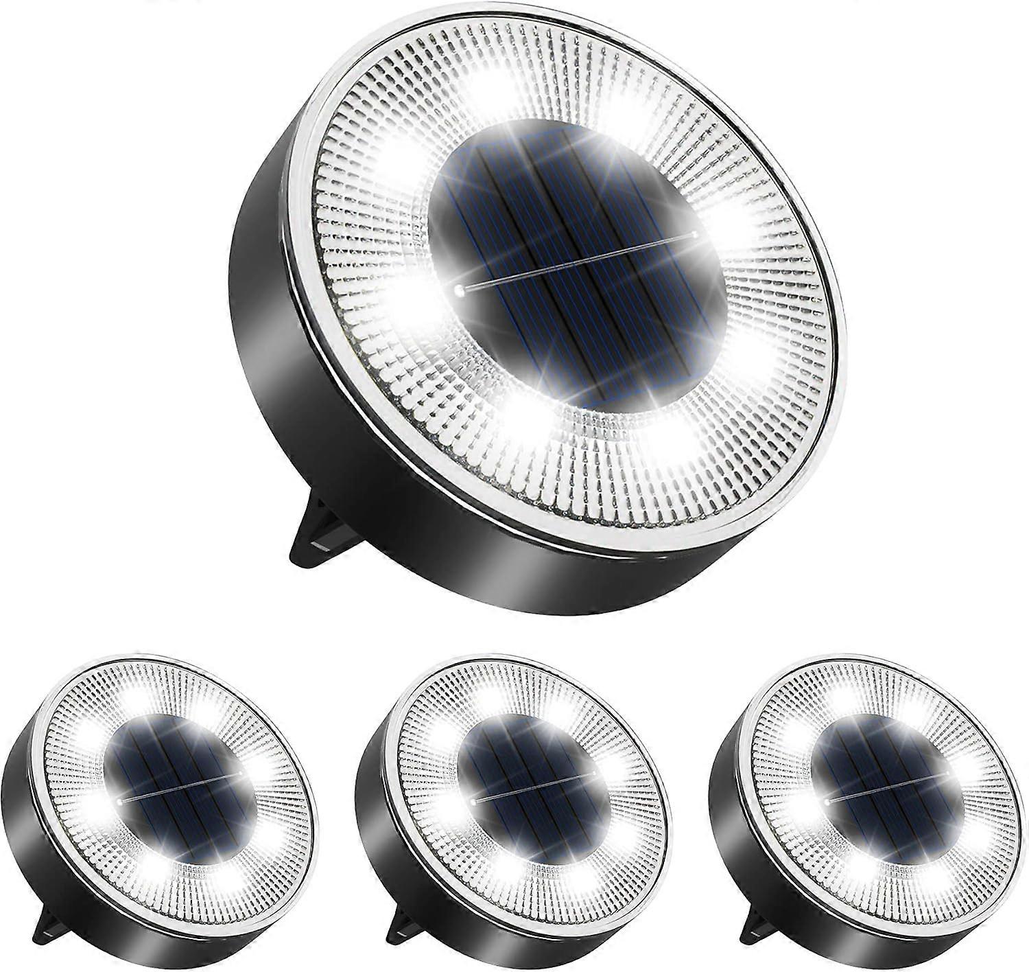 Solar Floor Light 8 LED Garden Light 6000K, Outdoor Solar Floor Light IP68 Waterproof, Solar Garden Light (4pcs, Warm Color)
