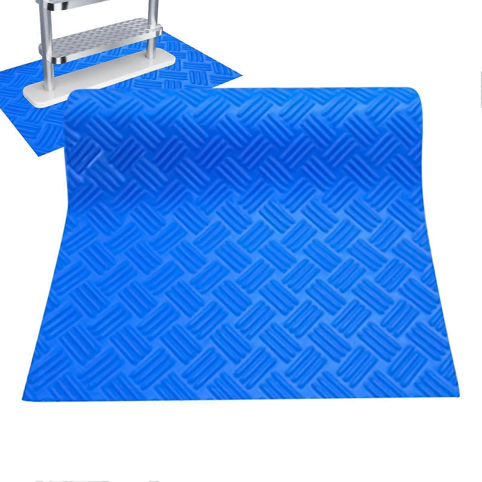 Groundsheet for Pool Ladder Mat 23 x 60 cm Blue Rubber Non-Slip Protective Underlay for Steps and Stairs