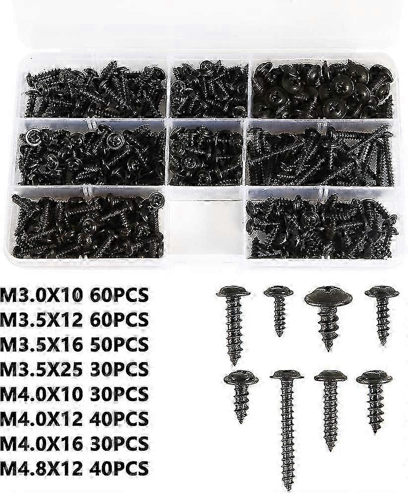 Selvborende metalskruer sort, rustfrit stål selvskærende til plader