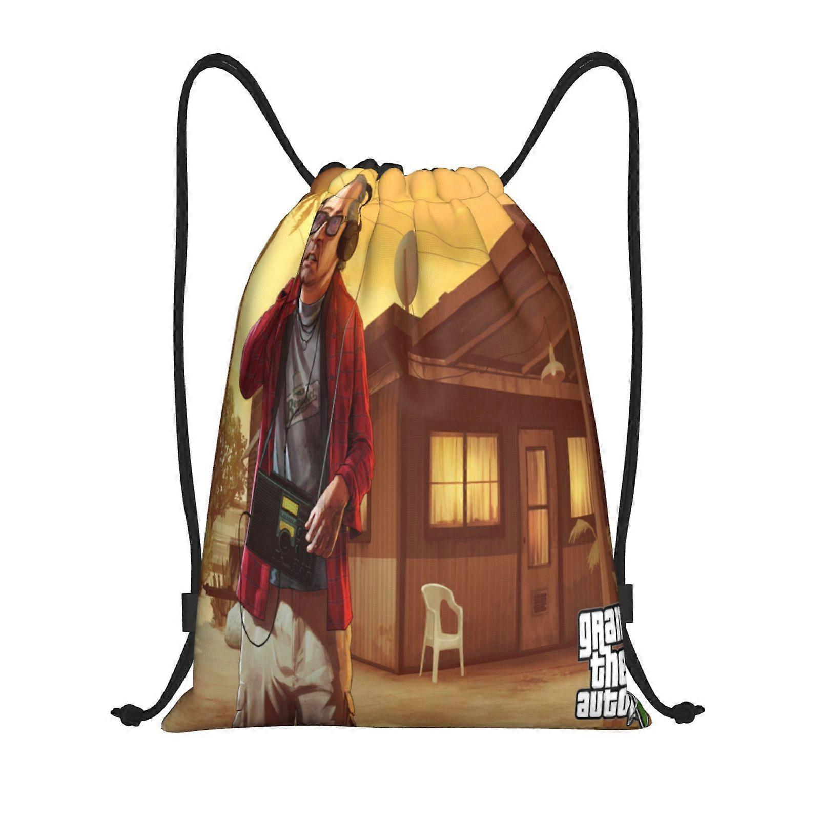 u48 Grand Theft Auto Canvas double shoulder backpack easy to fold, clean, and carry around t48