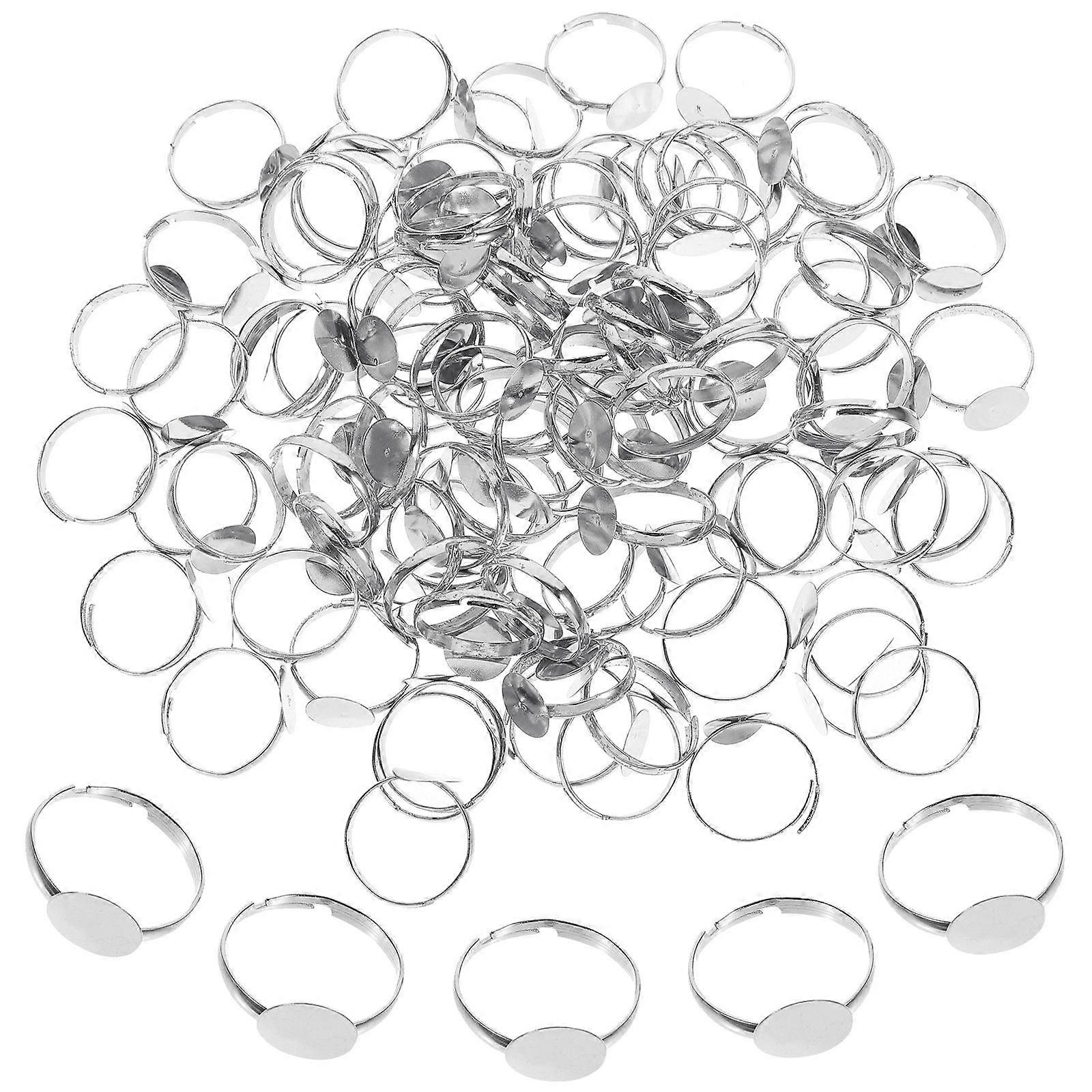 100Pcs Adjustable Blank Ring Bases Jewelry Findings for DIY Projects