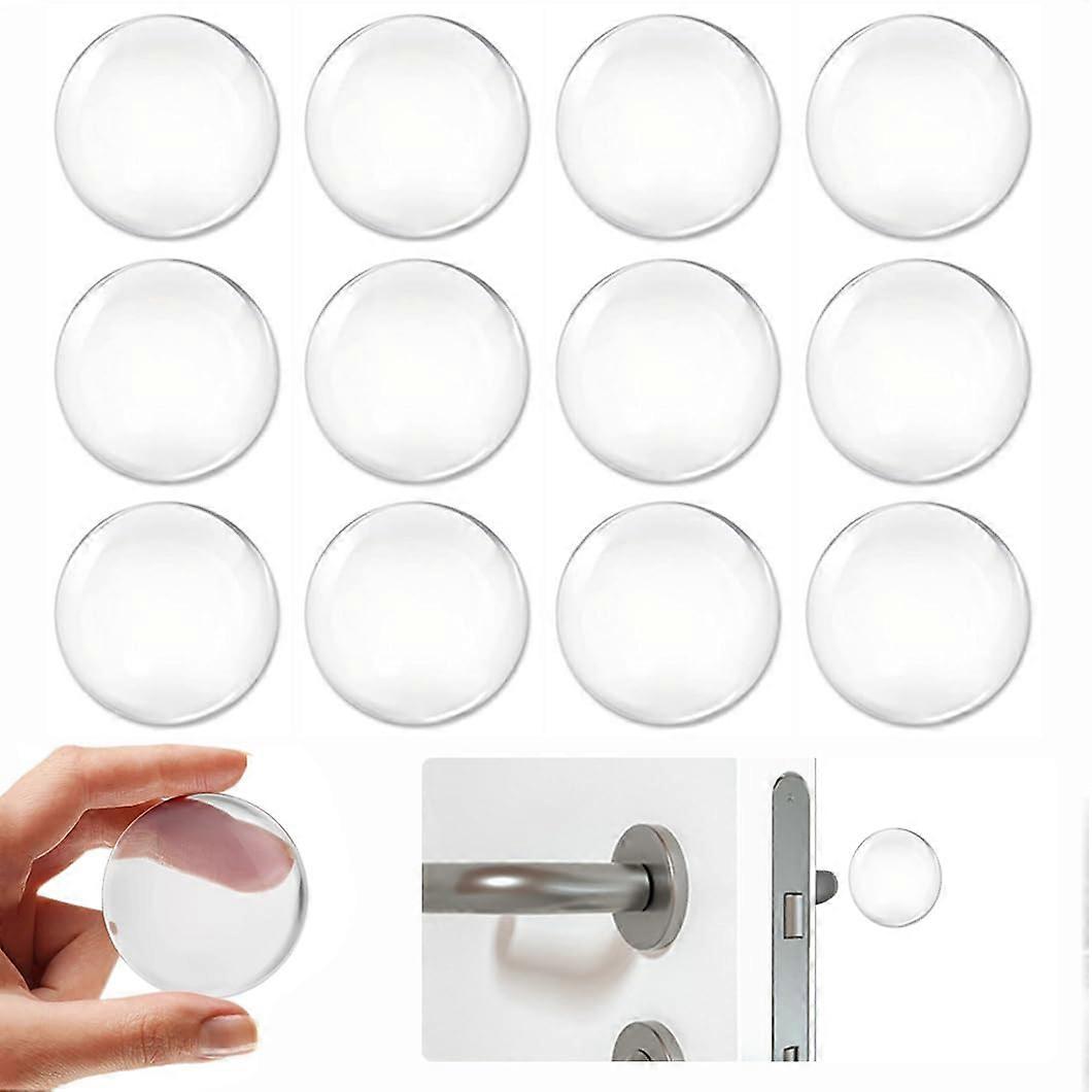 Transparent Door Buffers Pack of 12, 40 x 8 mm Self-Adhesive Round Door Stopper, Elastic Wall Protectors for Quiet Door Handle Protection