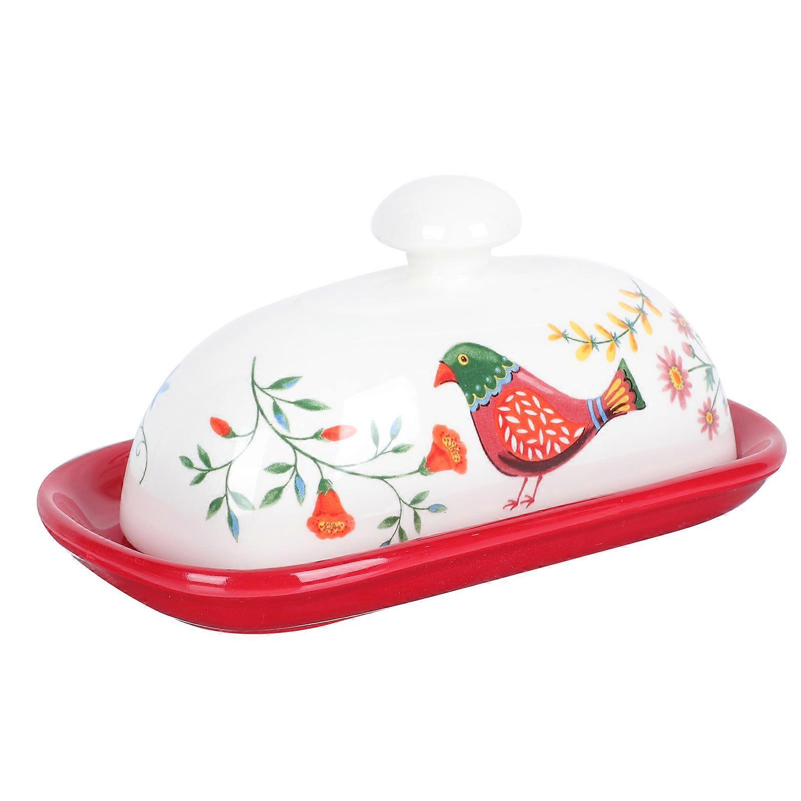 Ceramic Butter Holder Food Container Rectangular Shape Everyday Use Red 20 00X10 50X9 50Cm 1Pack
