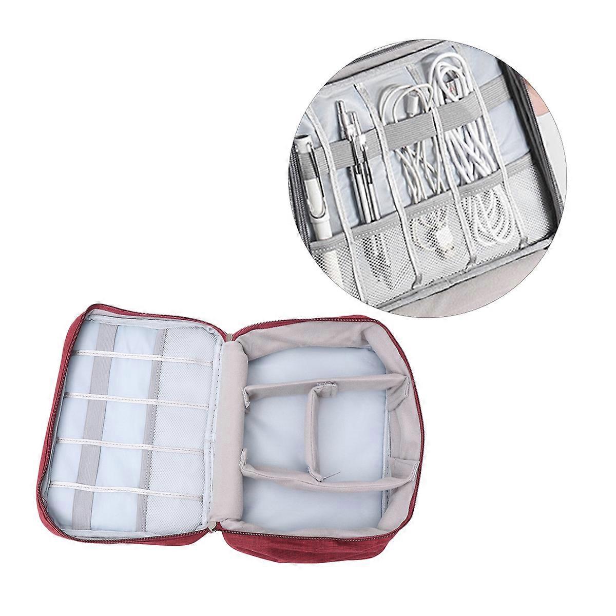 Digital Gadget Devices Organizer Case Handbag For Travel And Tourism 24.00X18.20X9.00CM Cationic Waterproof Fabric Electronic Accessories 1Pack
