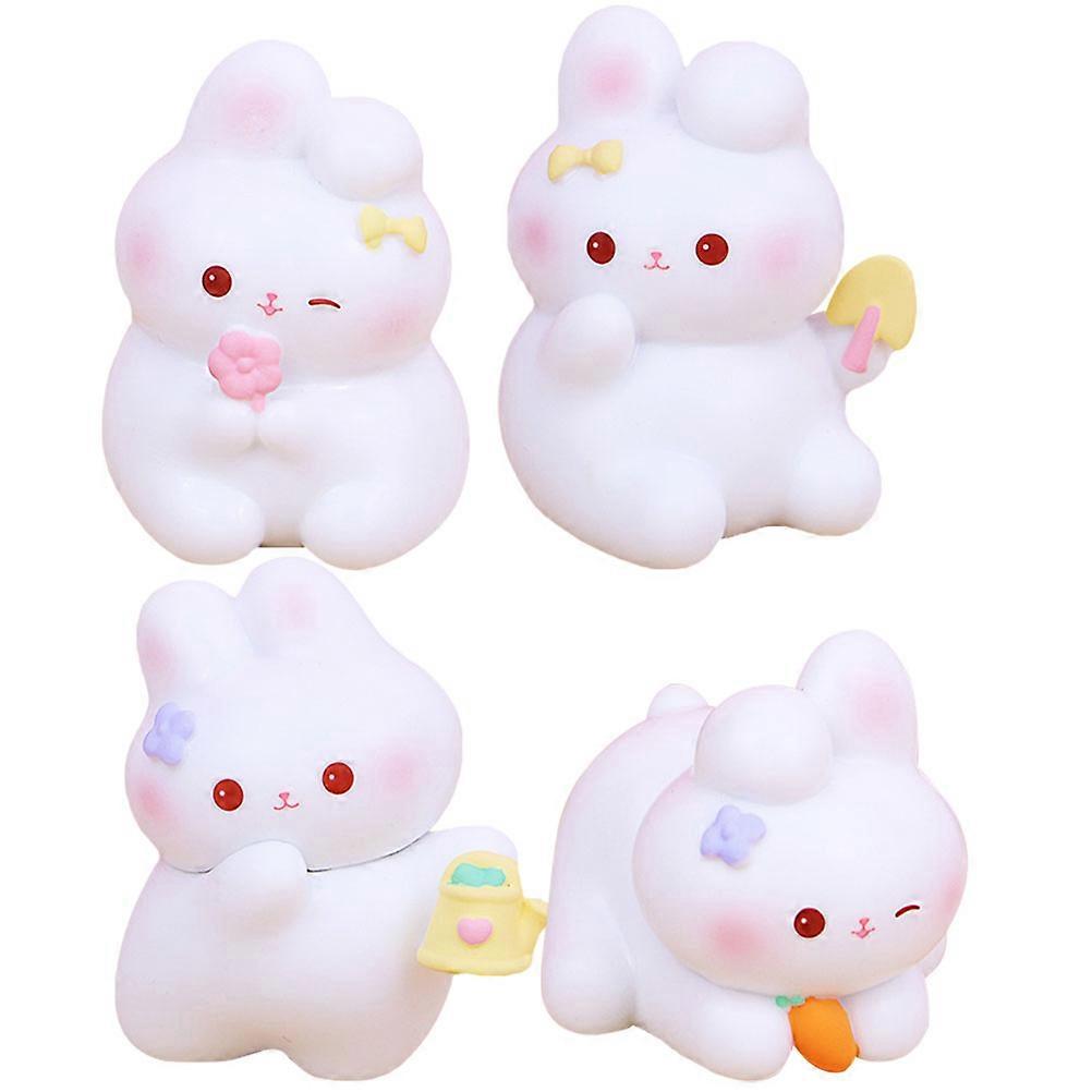 Bunny Ornaments Rabbit Figurines Diy Bunny Decorations for Desktop Car Vehicle 4pcs