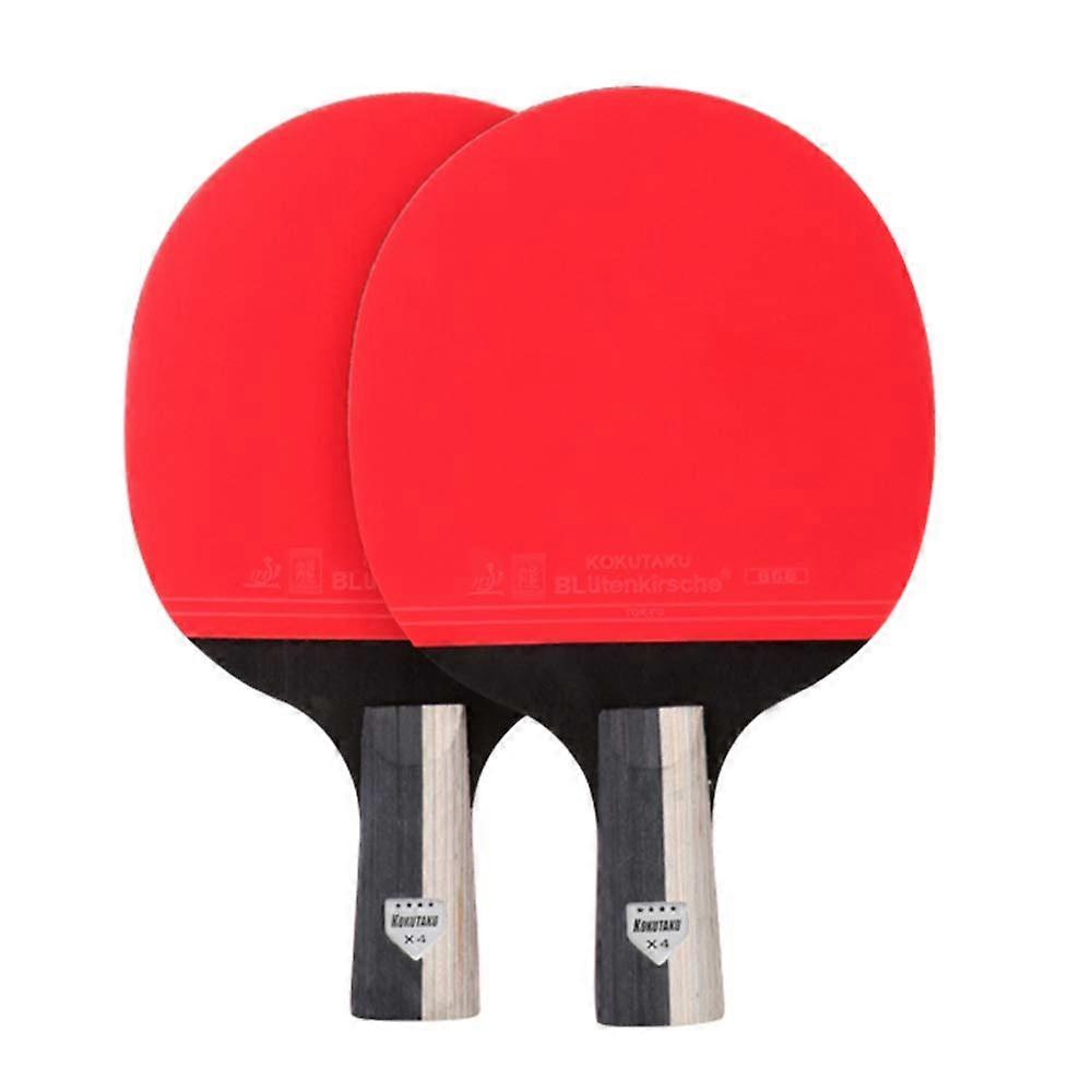2 table tennis rackets, PingPong rackets made of technical wood for beginners and advanced players / 4 stars/short handle/4 stars/short handle