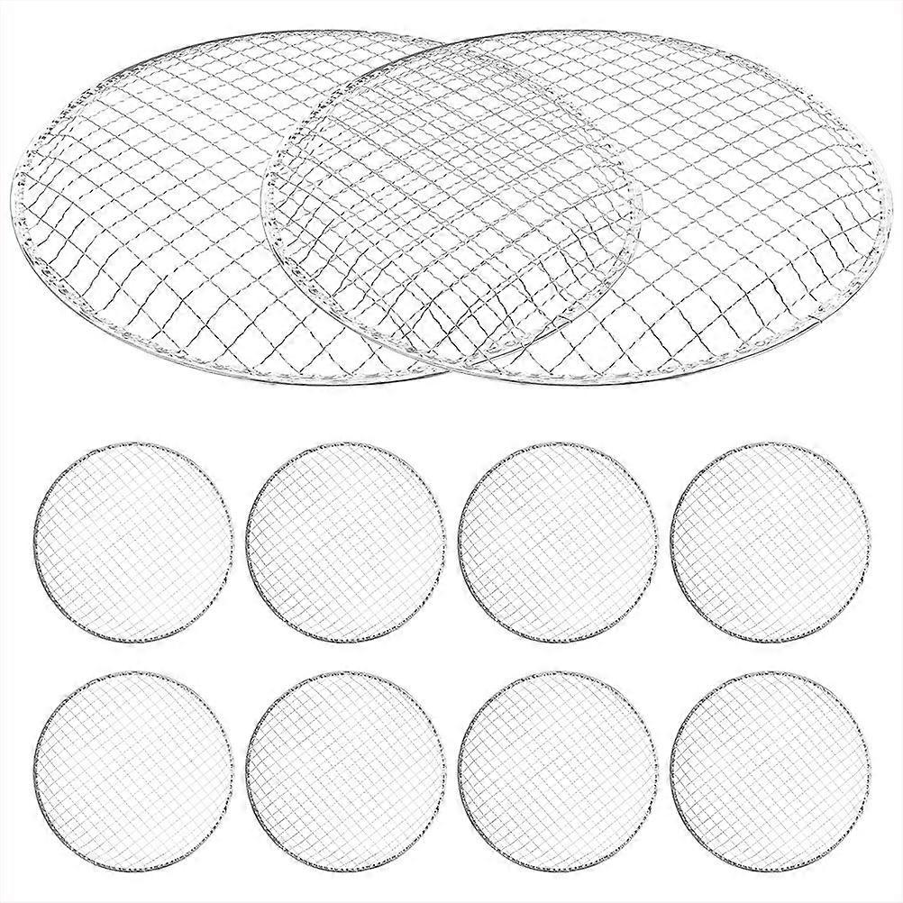 10Pcs Grill Mesh Camping Grill Net BBQ Grate Round Cooking Mat Disposable Grid Mesh