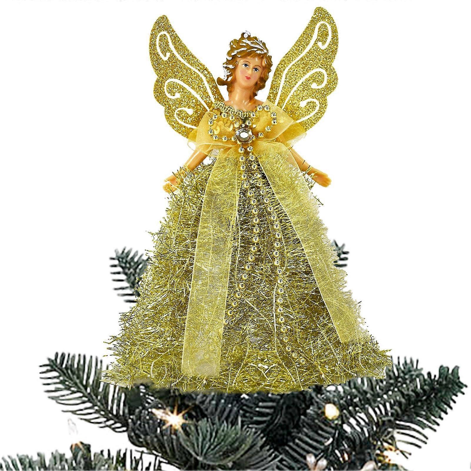 Angel Christmas Tree Topper with Wings for Tree Decorations Gold