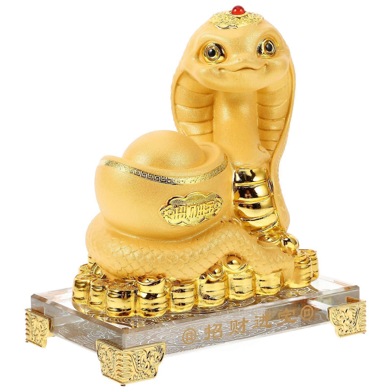 Chinese Snake Decorations Golden Resin Snake Shape Collectible Figures Home Owners Office Decorators Event Planners 1Pcs