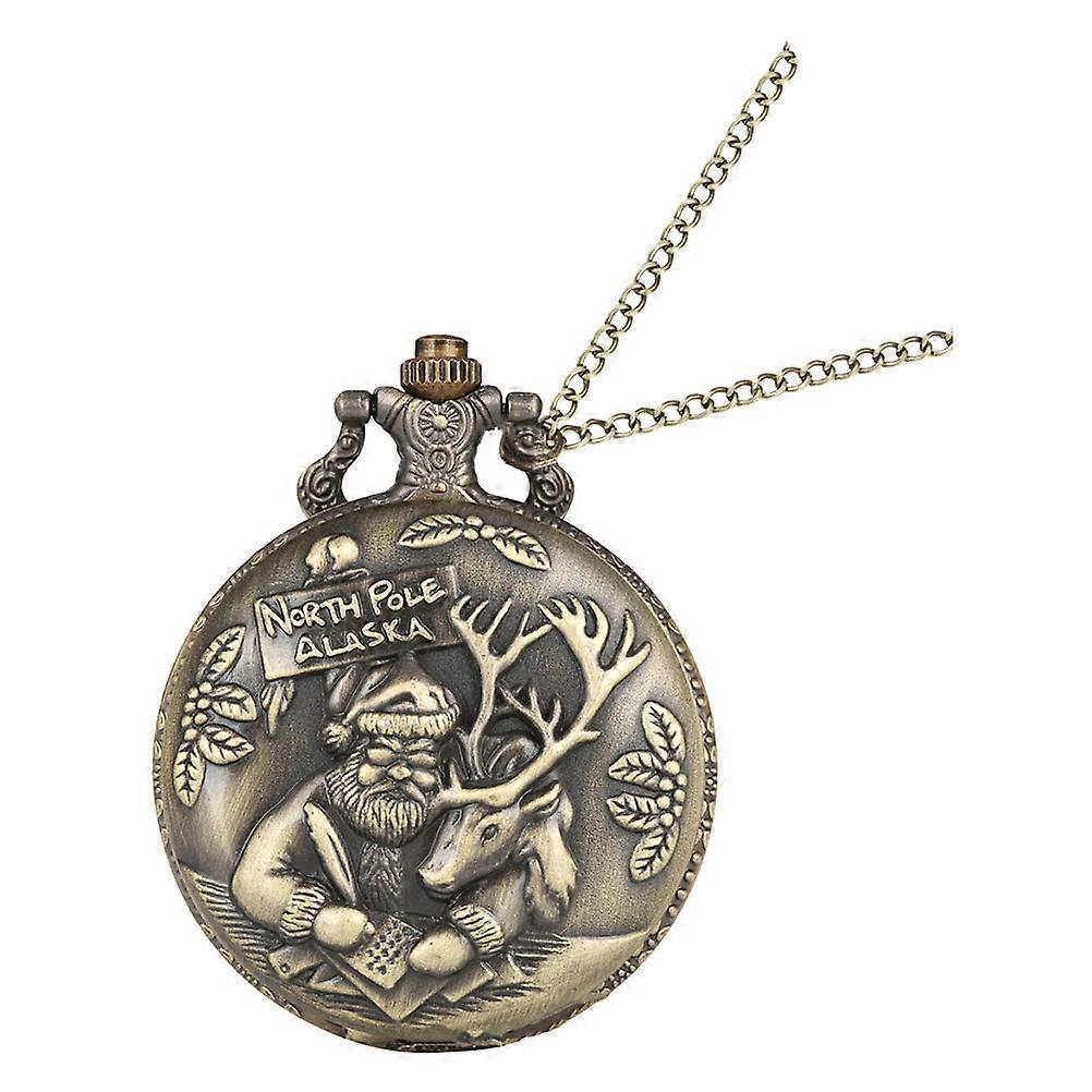 It sounds like you're describing a **Retro Quartz Pocket Watch** with a **Santa Claus design**, intended as a **Christmas themed collectible** or
