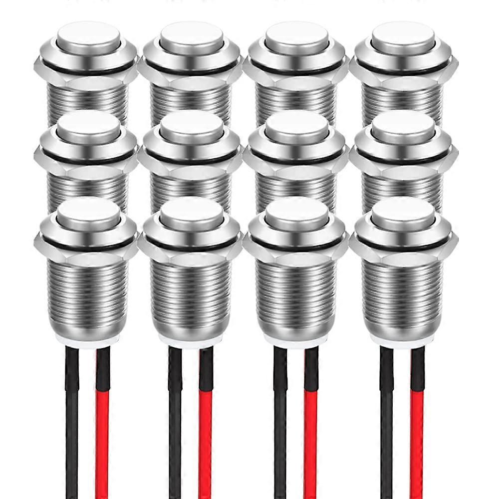 12 mm 2A 12V/24V/125V/250V AC Momentary Push Button Metal Housing, IP65 (High Head) Pack of 12
