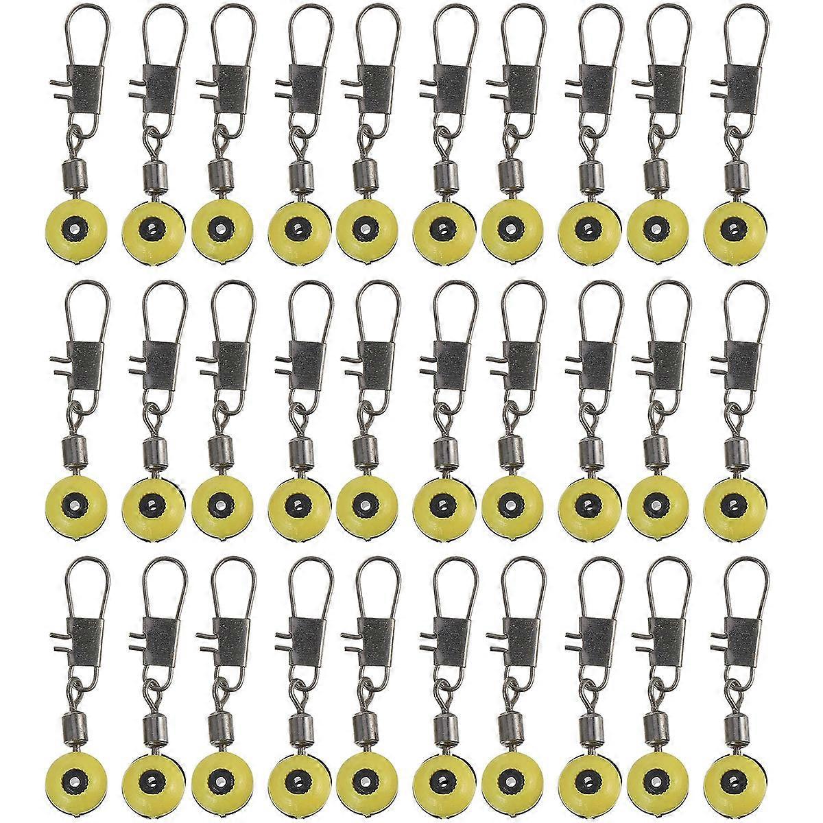Fishing Connector Swivels Fishing Slides Hook Clip Snaps Connector For Deep Water Fishing Yellow 3.2x0.5cm Anti-Corrosion 100Pcs