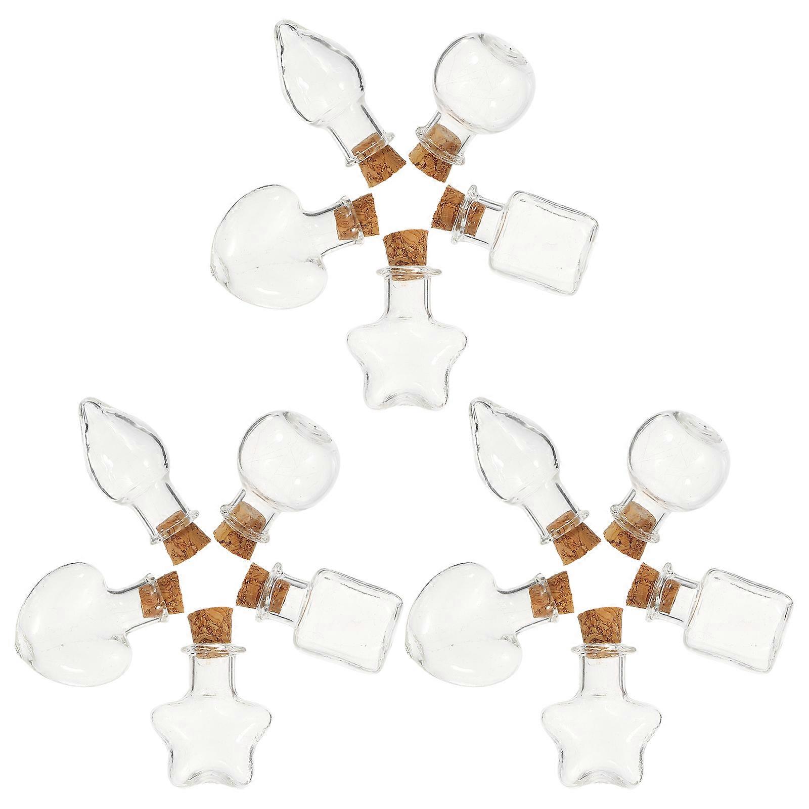 Wish Bottles Small Miniature Bottles Glass Wood Material Decoration Personalization Projects 15Pcs