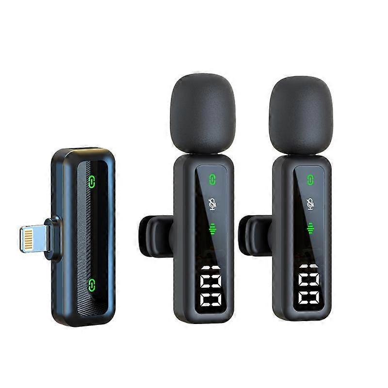 Digital Display Wireless Lapel Microphone H67 8 Pin Dual Mic