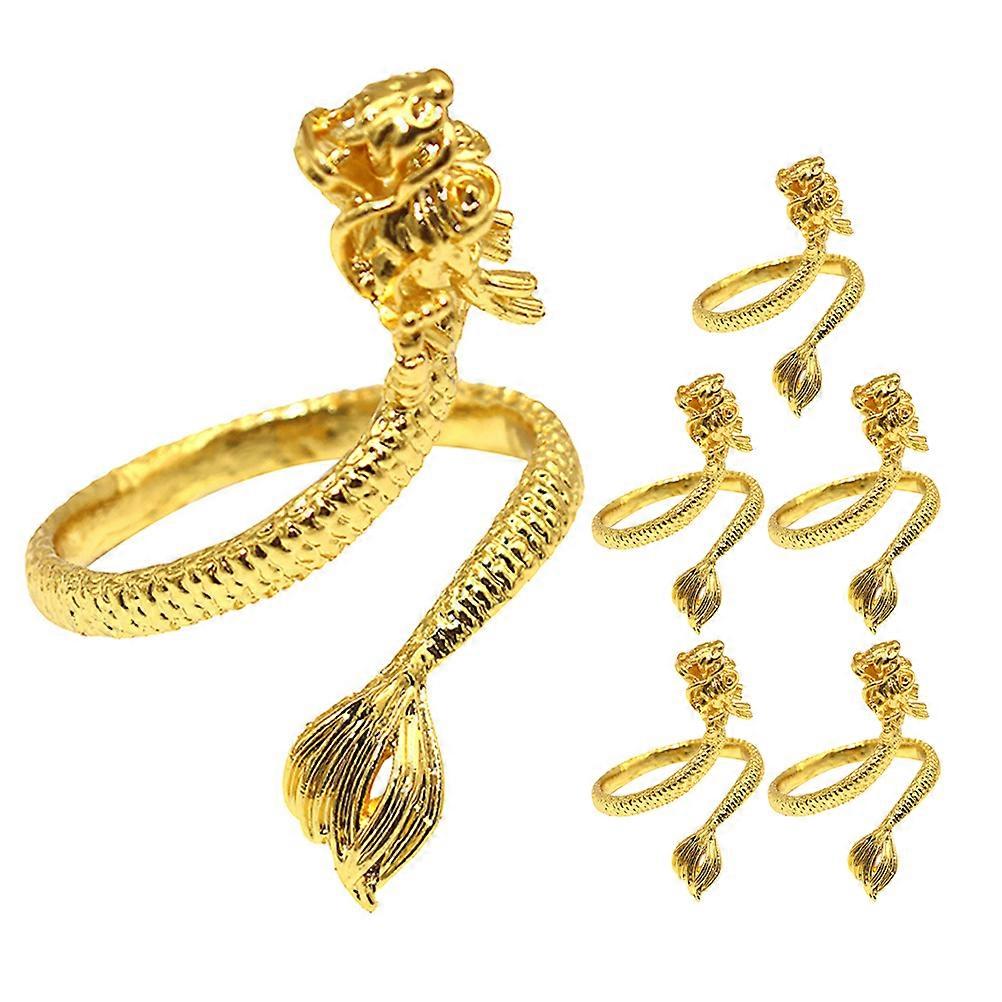 中国の旧正月ナプキンリングメタルドラゴンの口の形ホリデーパーティー用6個