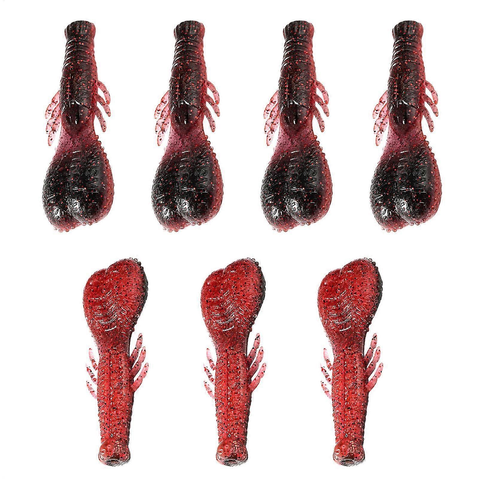 Shrimp Bait Soft Plastic Lures, Realistic Artificial Baits, Set Of 7 Freshwater Lures For Crappie Trout Walleye, Red
