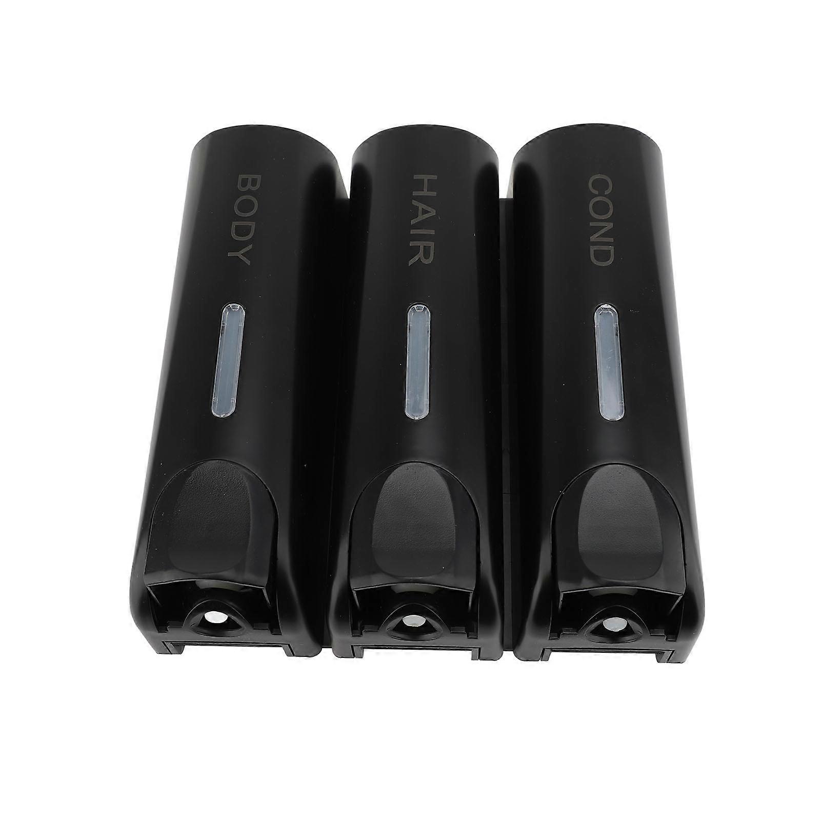 ABS Soap Dispenser 3x350ml Manual 3 Compartments Wall Mounted Shampoo and Conditioner Dispenser for Hotel Home Black