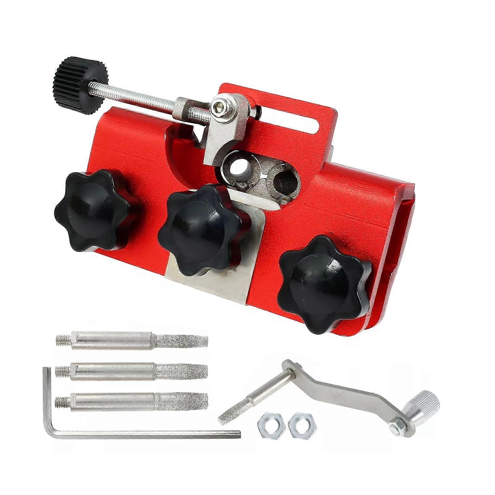 Chainsaw sharpening kit with 3 sharpening heads - Chainsaw chain sharpener - Crank - Sharpener for chainsaws (AAA)
