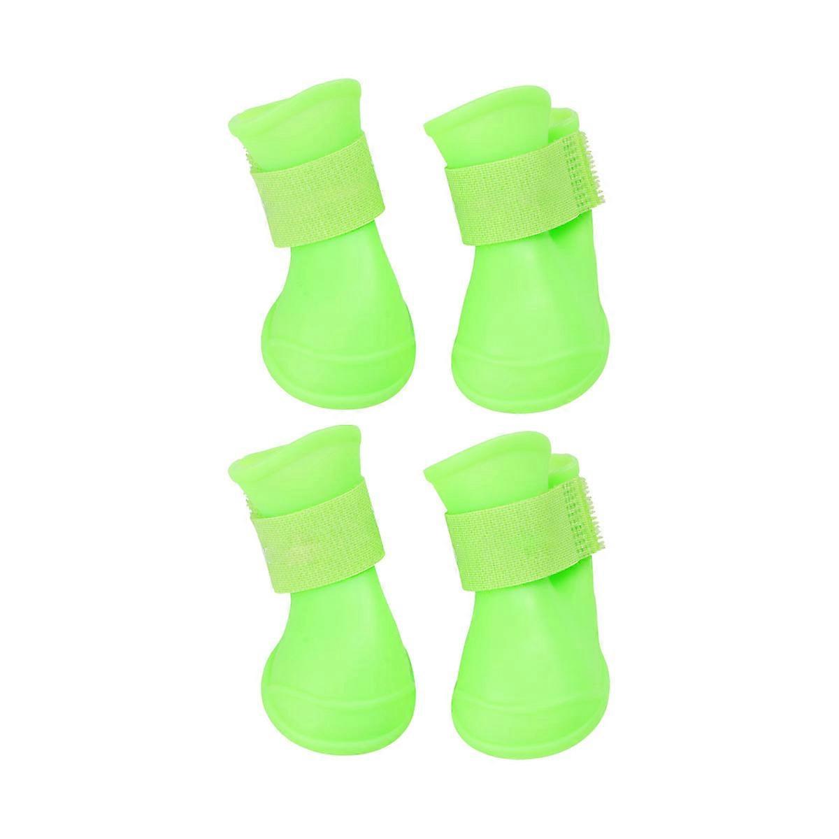 Dog Boots Waterproof Pet Dog Puppy Anti-Slip Rainproof Protect Feet From Wetness Light Green 1Set