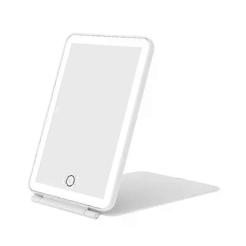 Portable Tabletop Cosmetic Mirror with USB Rechargeable Touch Screen, LED Folding Design and 3 Color Light Modes, Perfect for Travel and Han