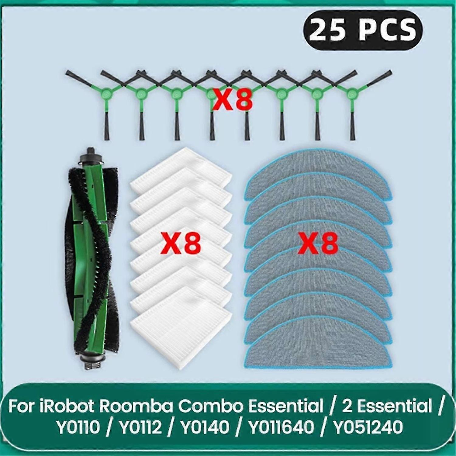 Main Side Brush Filter Mop for IRobot Roomba Combo Essential/2 Essential/Y0110/Y0112/Y0140/ Y011640/